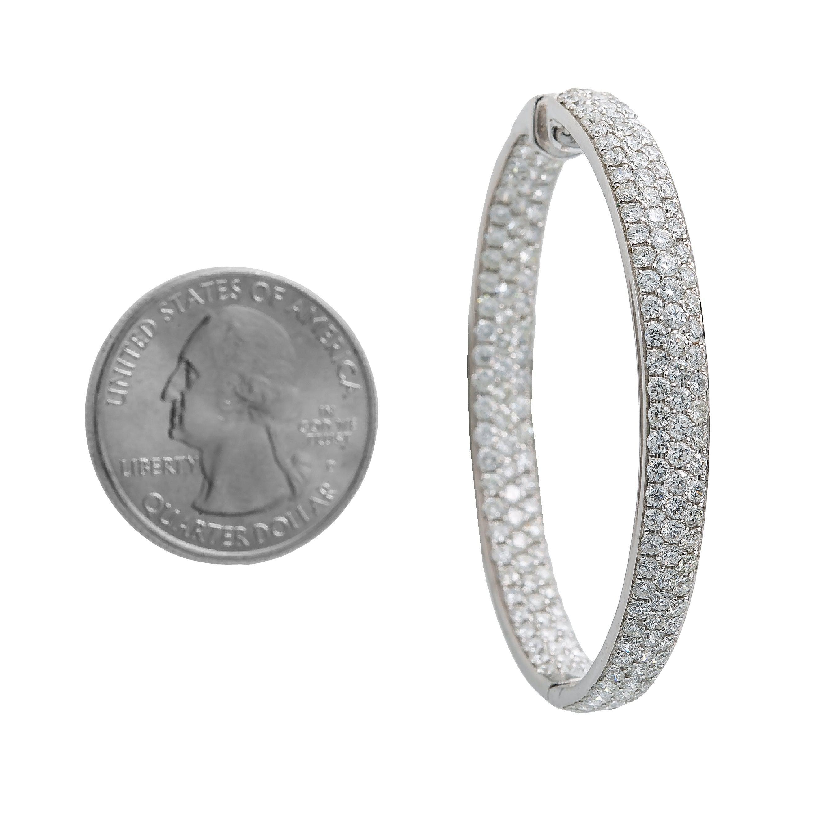 18K GOLD DIAMOND HOOP EARRINGS 6.13 CTW