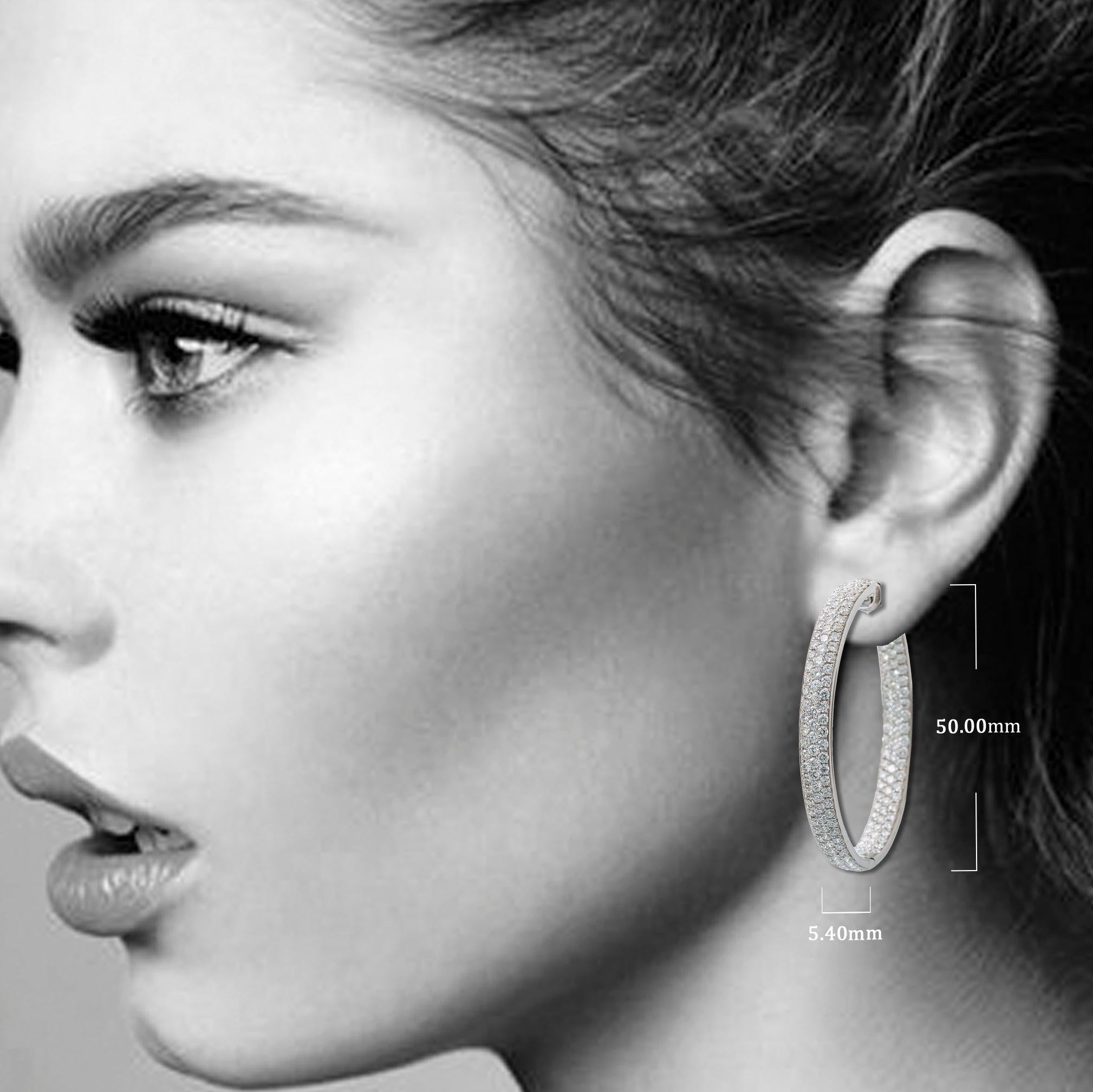 18K GOLD DIAMOND HOOP EARRINGS 6.13 CTW