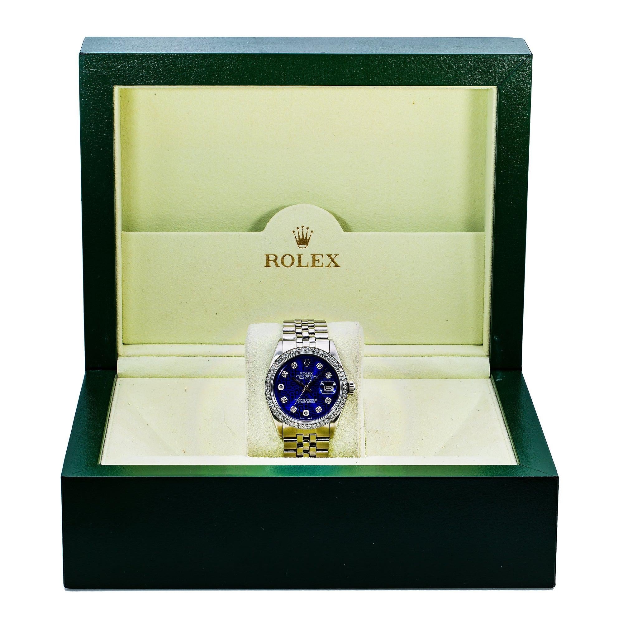 Rolex Datejust 1603 36MM Blue Diamond Dial With Stainless Steel Bracelet