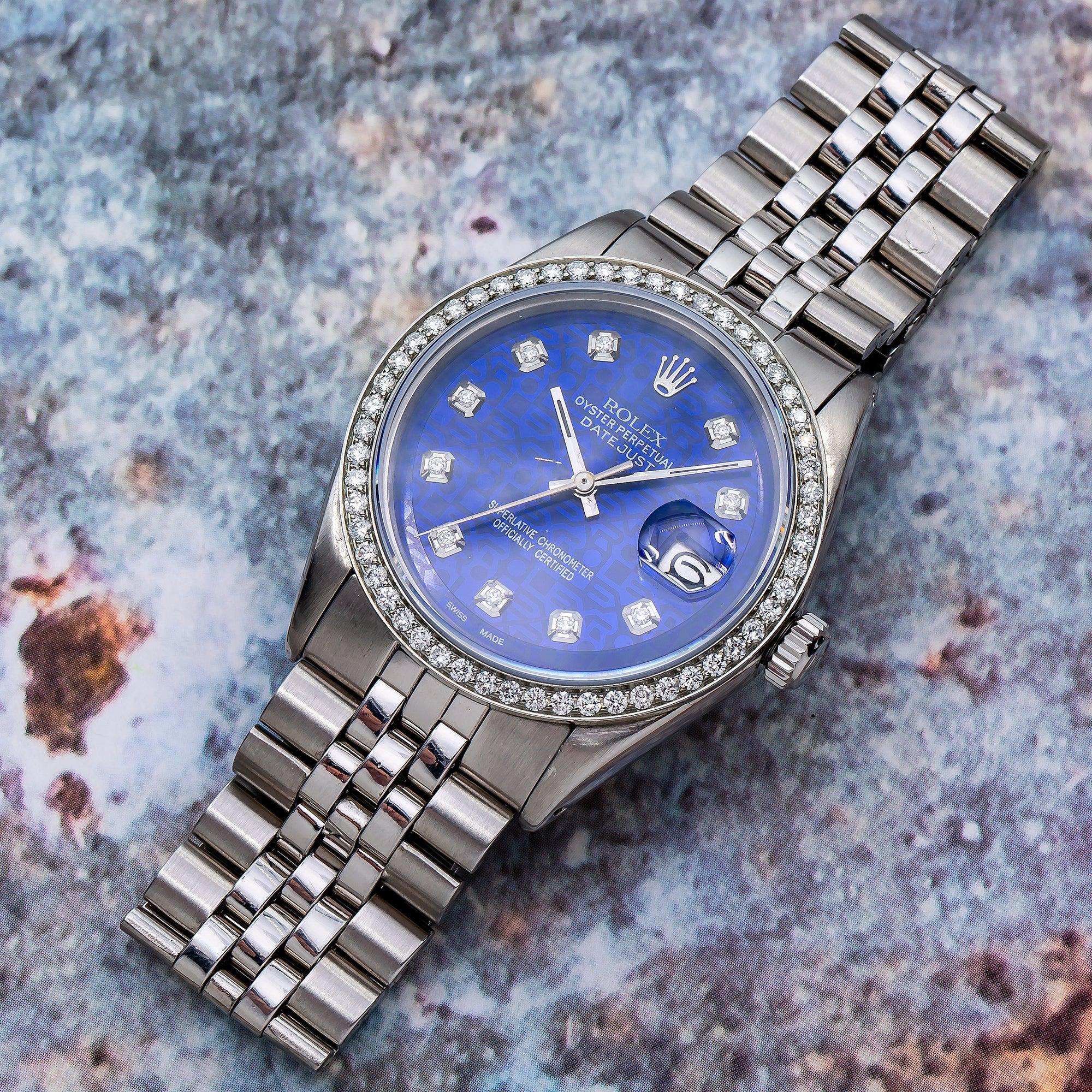 Rolex Datejust 1603 36MM Blue Diamond Dial With Stainless Steel Bracelet