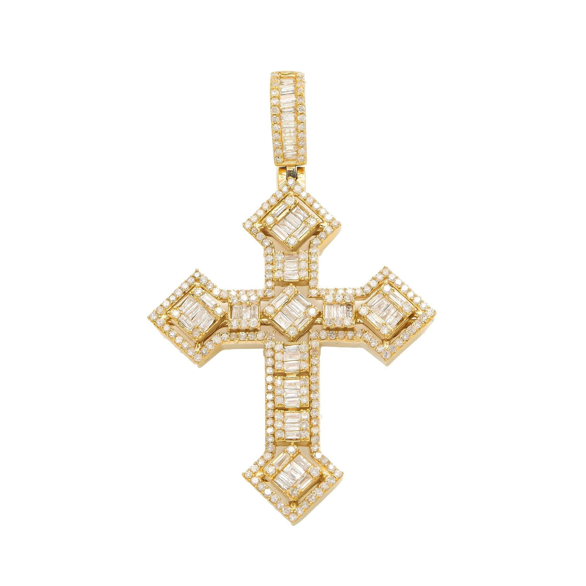 14K GOLD DIAMOND CROSS PENDANT 1.65 CT