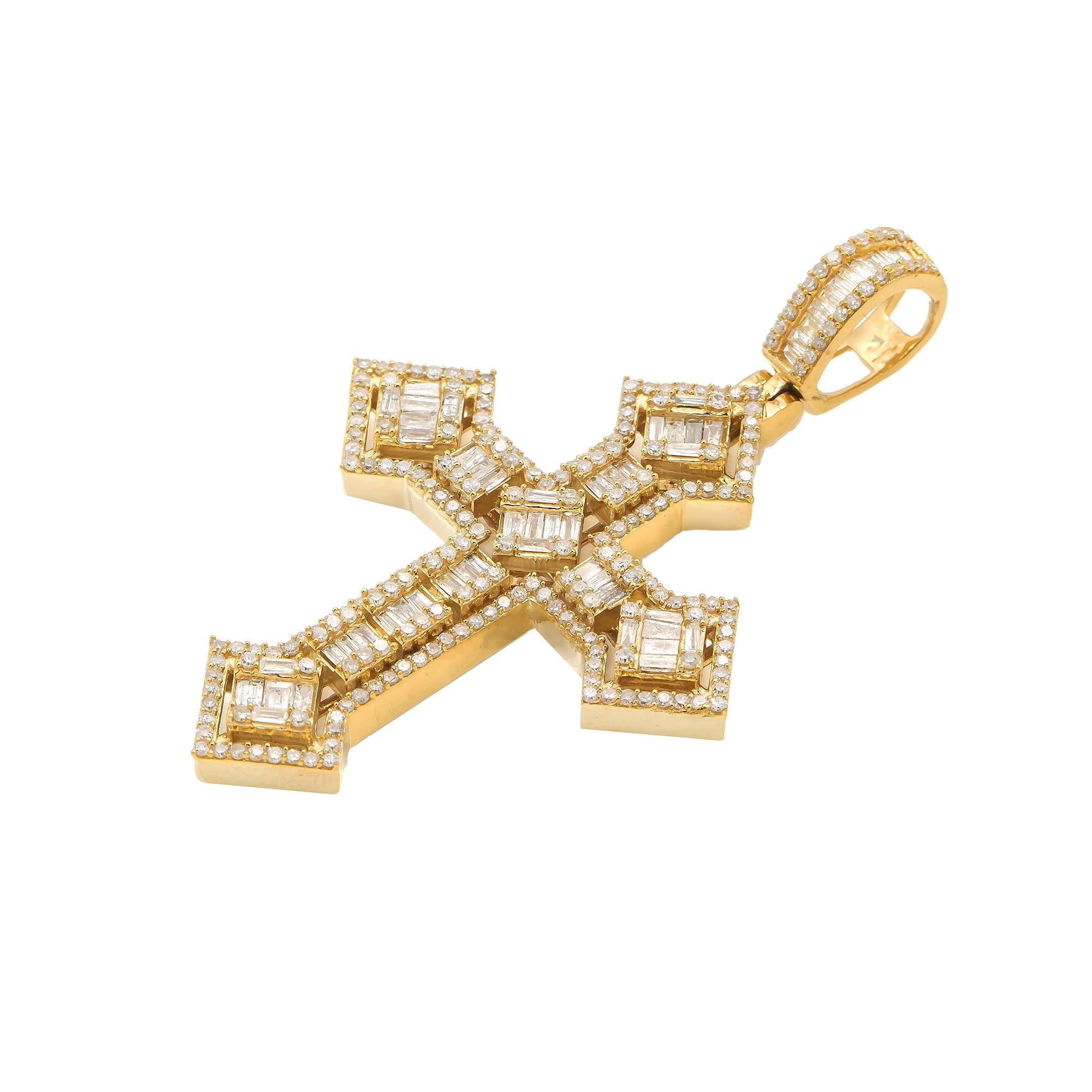 14K GOLD DIAMOND CROSS PENDANT 1.65 CT