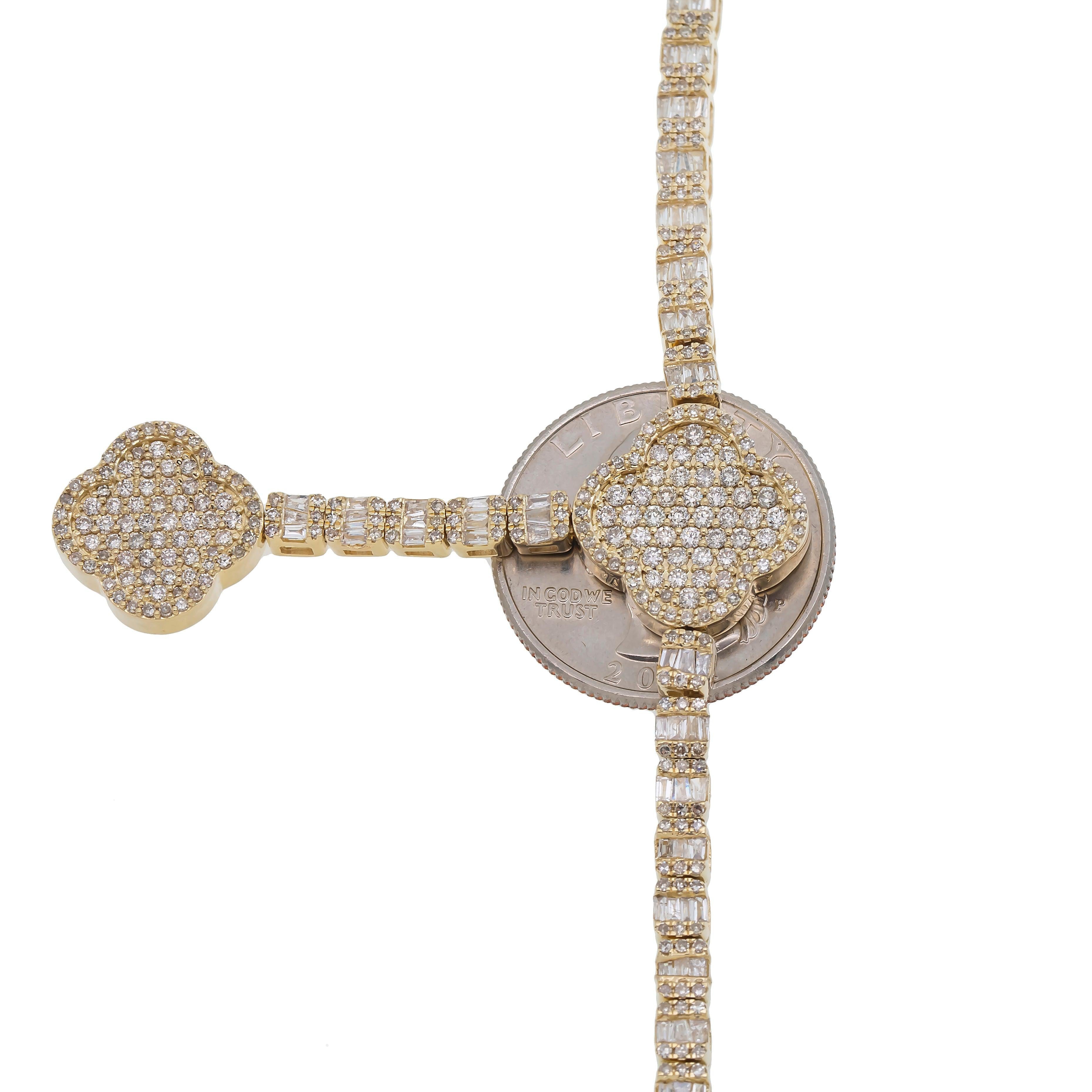 10K GOLD 3.98MM BAGUETTE DIAMOND  CHAIN 8.49 CT