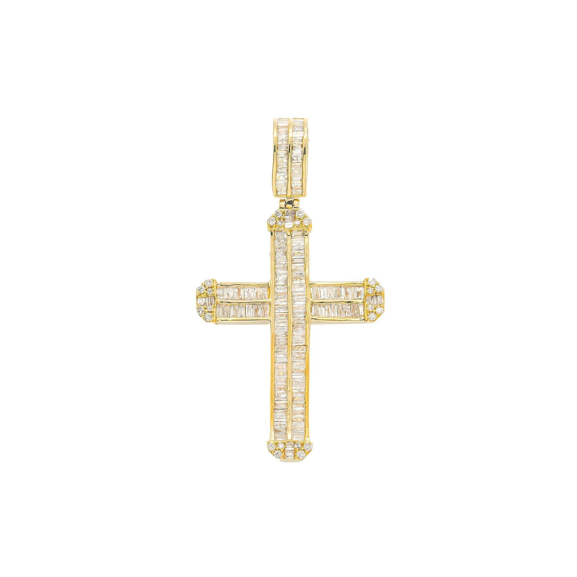 14K GOLD DIAMOND CROSS PENDANT 1.50 CT