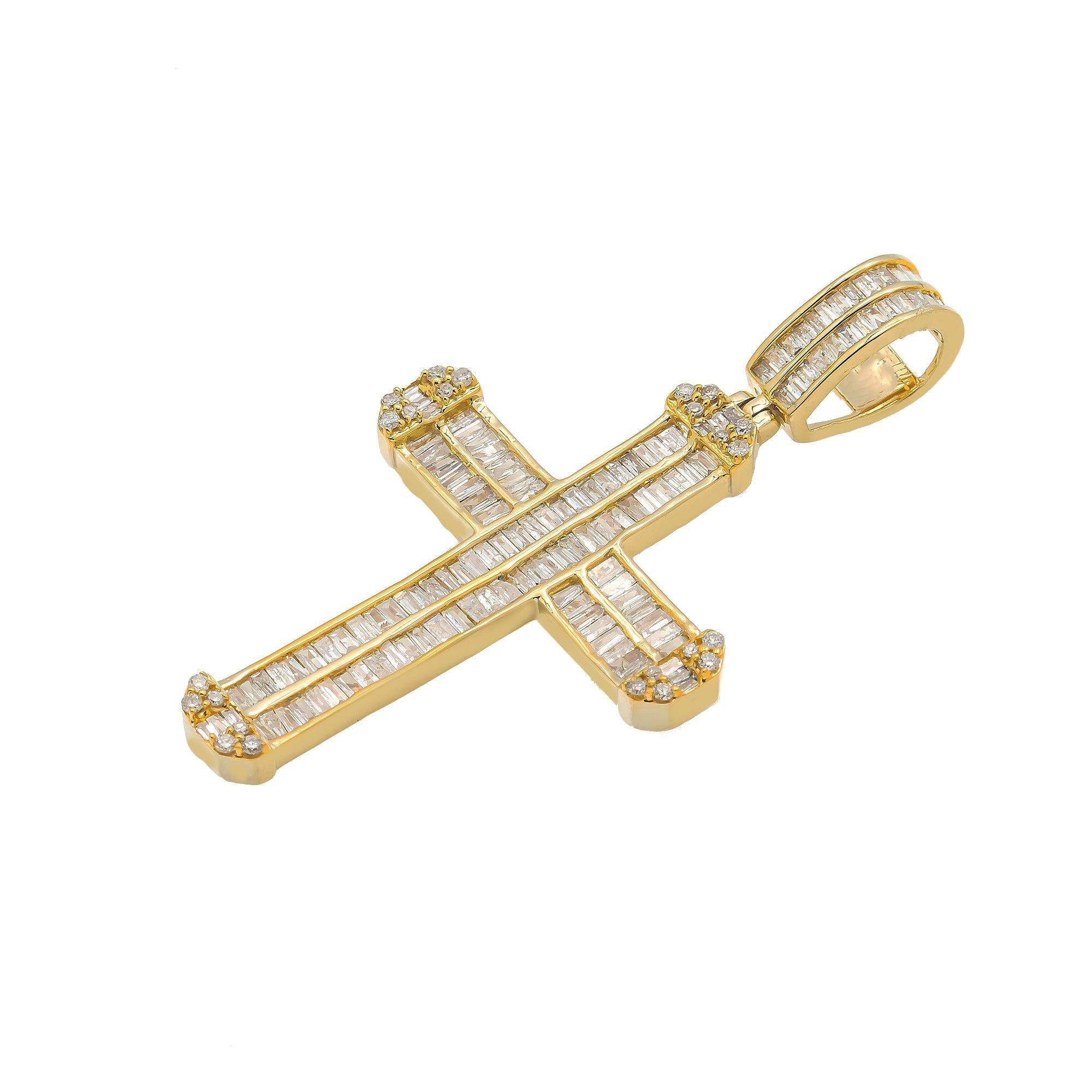 14K GOLD DIAMOND CROSS PENDANT 1.50 CT