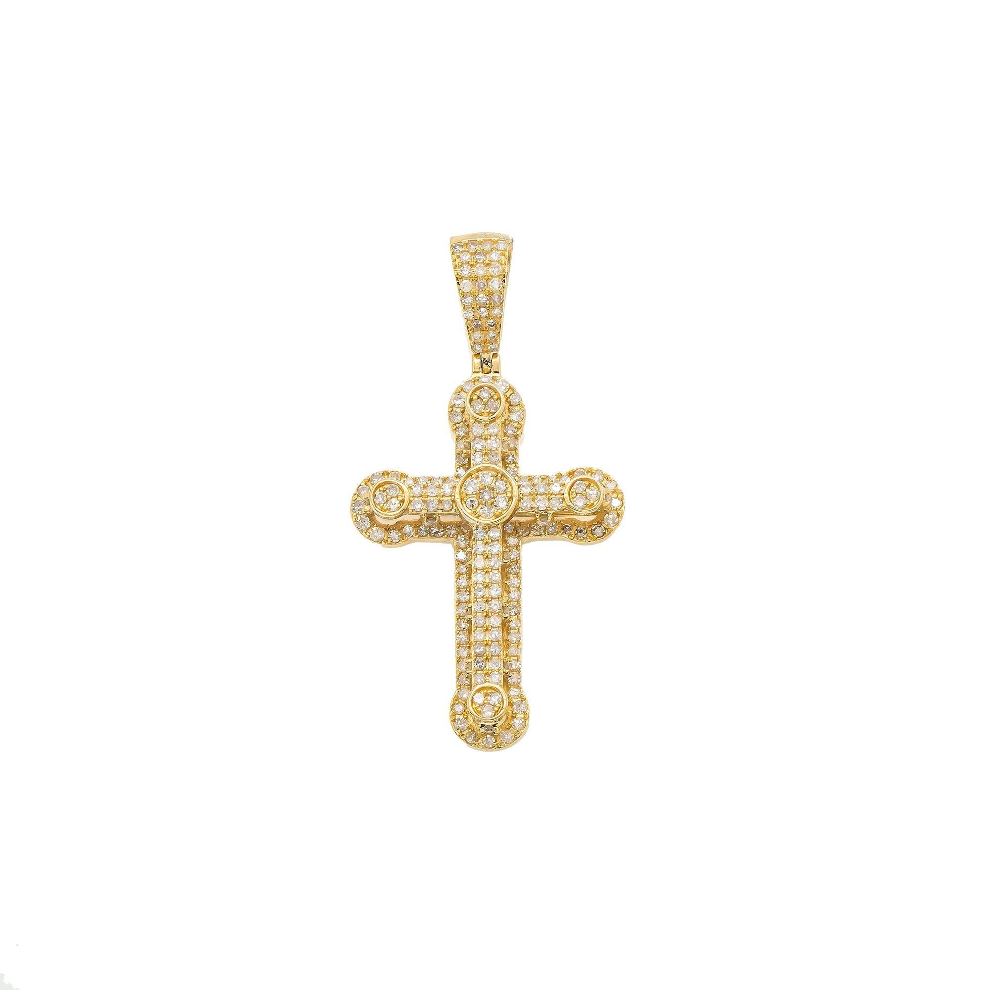 14K GOLD DIAMOND CROSS PENDANT 0.94 CT