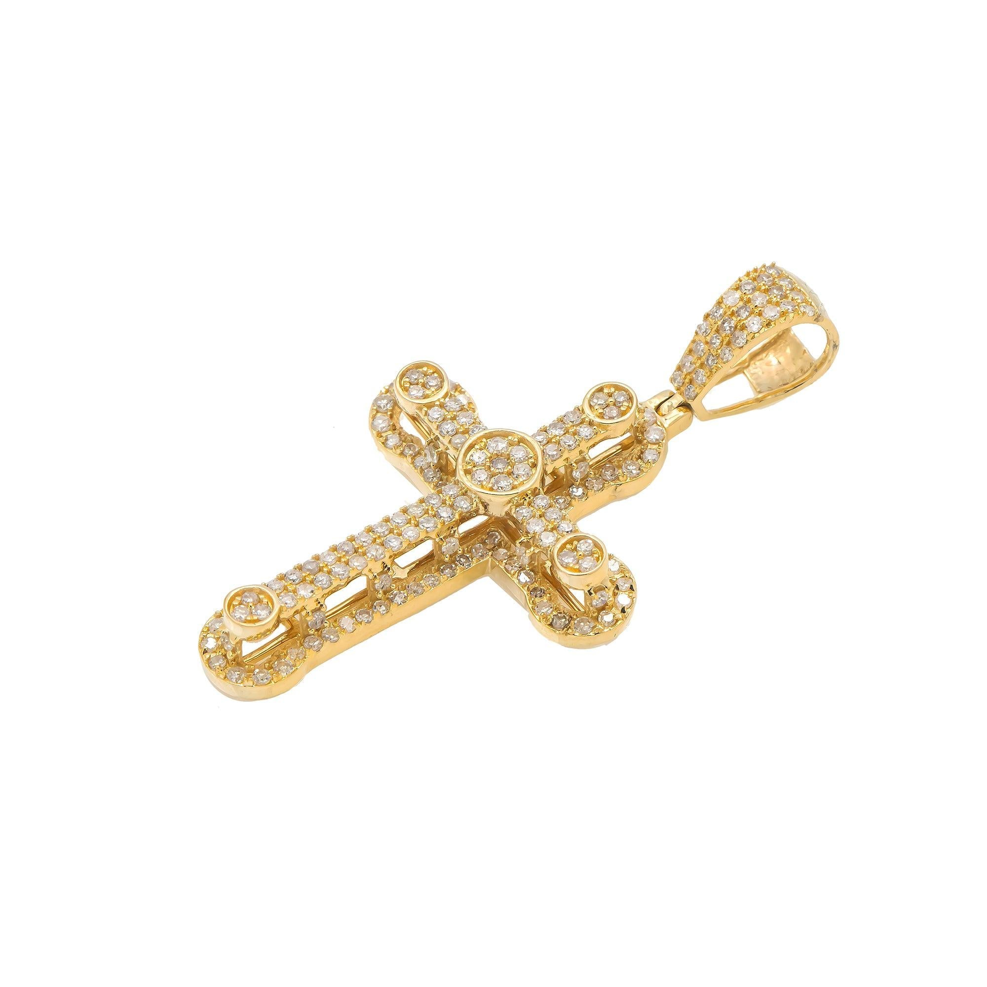 14K GOLD DIAMOND CROSS PENDANT 0.94 CT