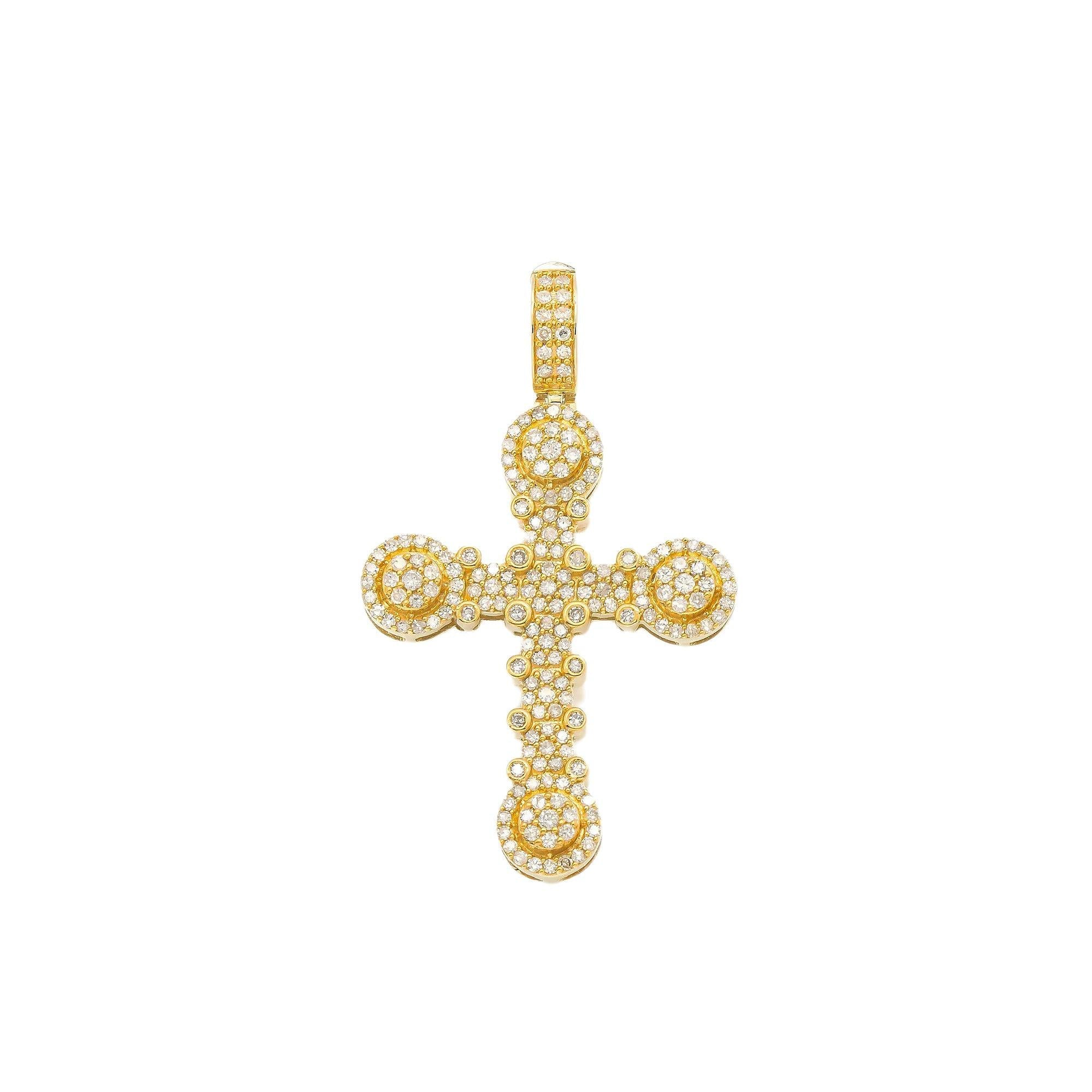 14K GOLD DIAMOND CROSS PENDANT 1.15 CT