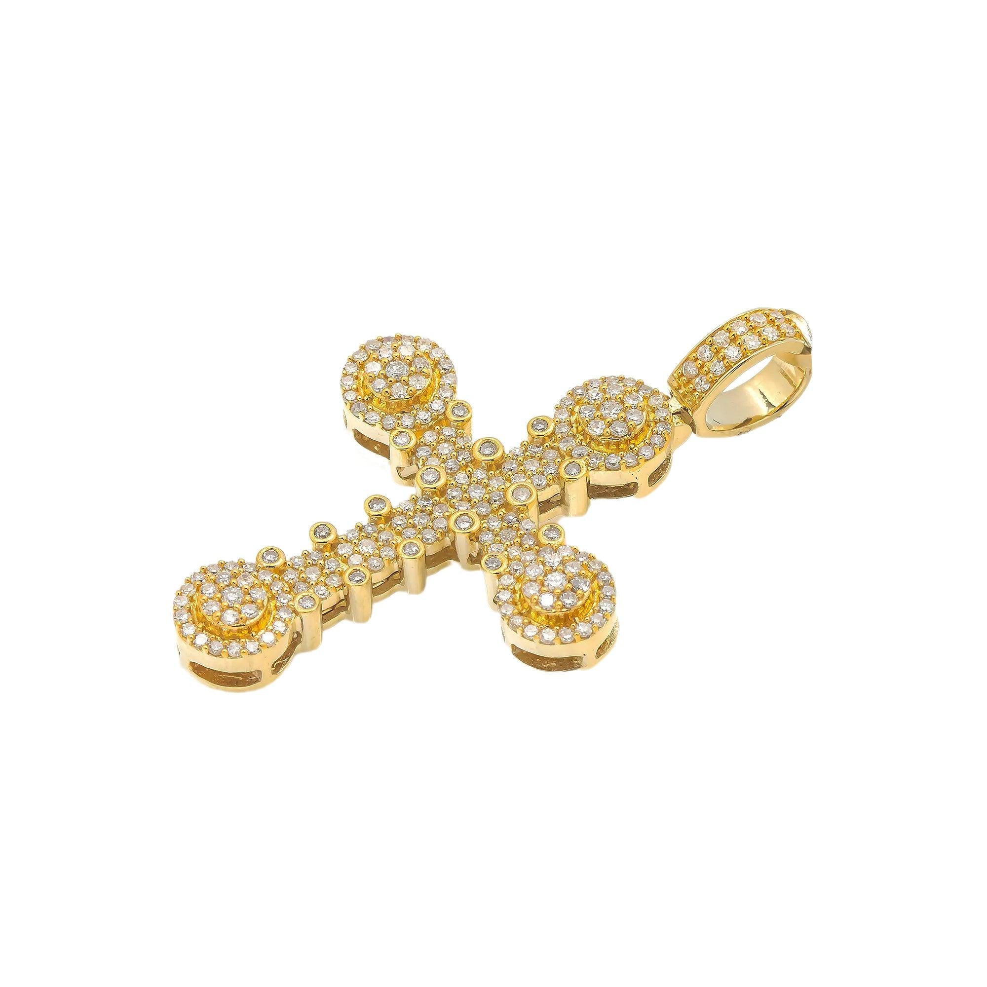 14K GOLD DIAMOND CROSS PENDANT 1.15 CT