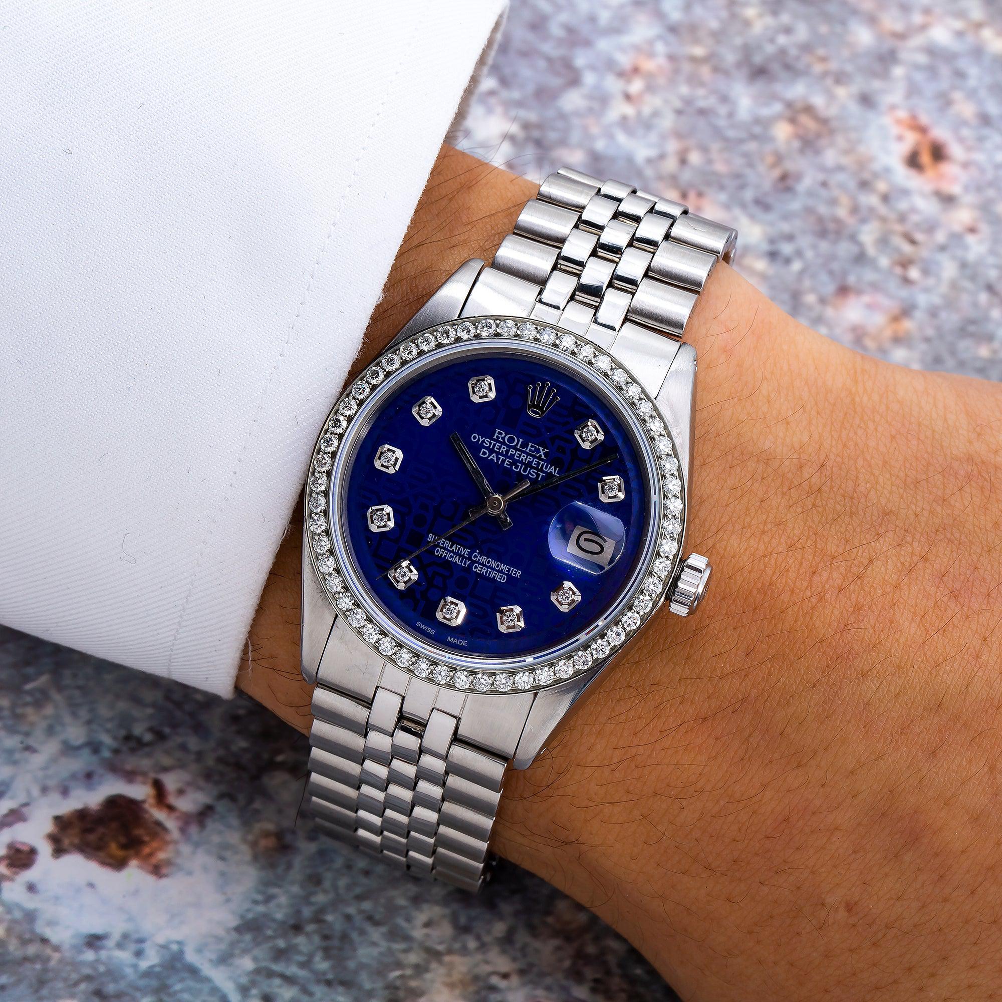 Rolex Datejust 1603 36MM Blue Diamond Dial With Stainless Steel Bracelet