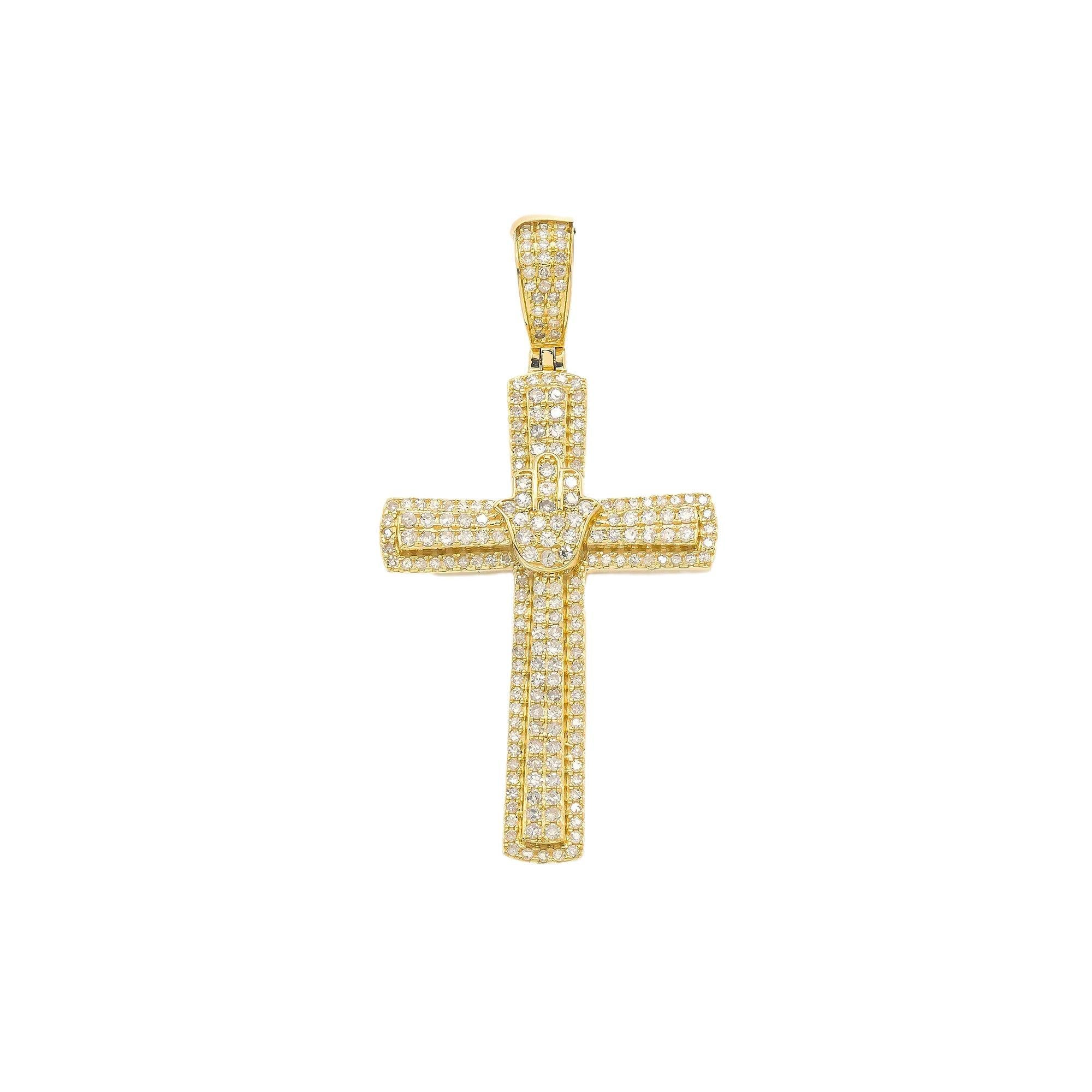 14K GOLD DIAMOND CROSS PENDANT 0.95 CT
