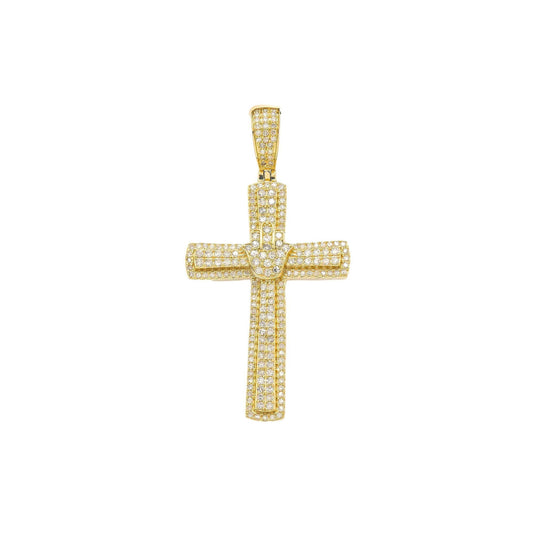 14K GOLD DIAMOND CROSS PENDANT 0.95 CT
