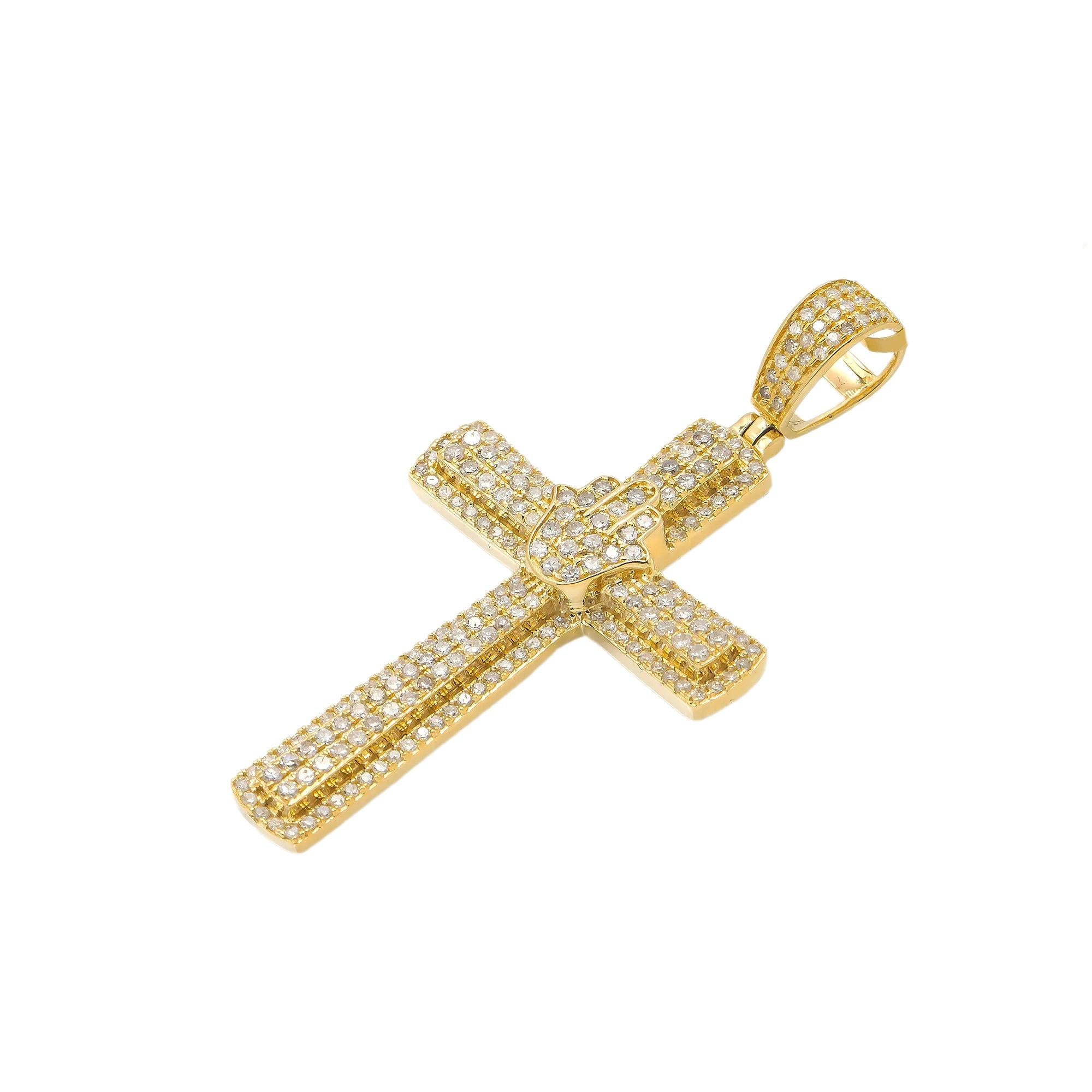 14K GOLD DIAMOND CROSS PENDANT 0.95 CT