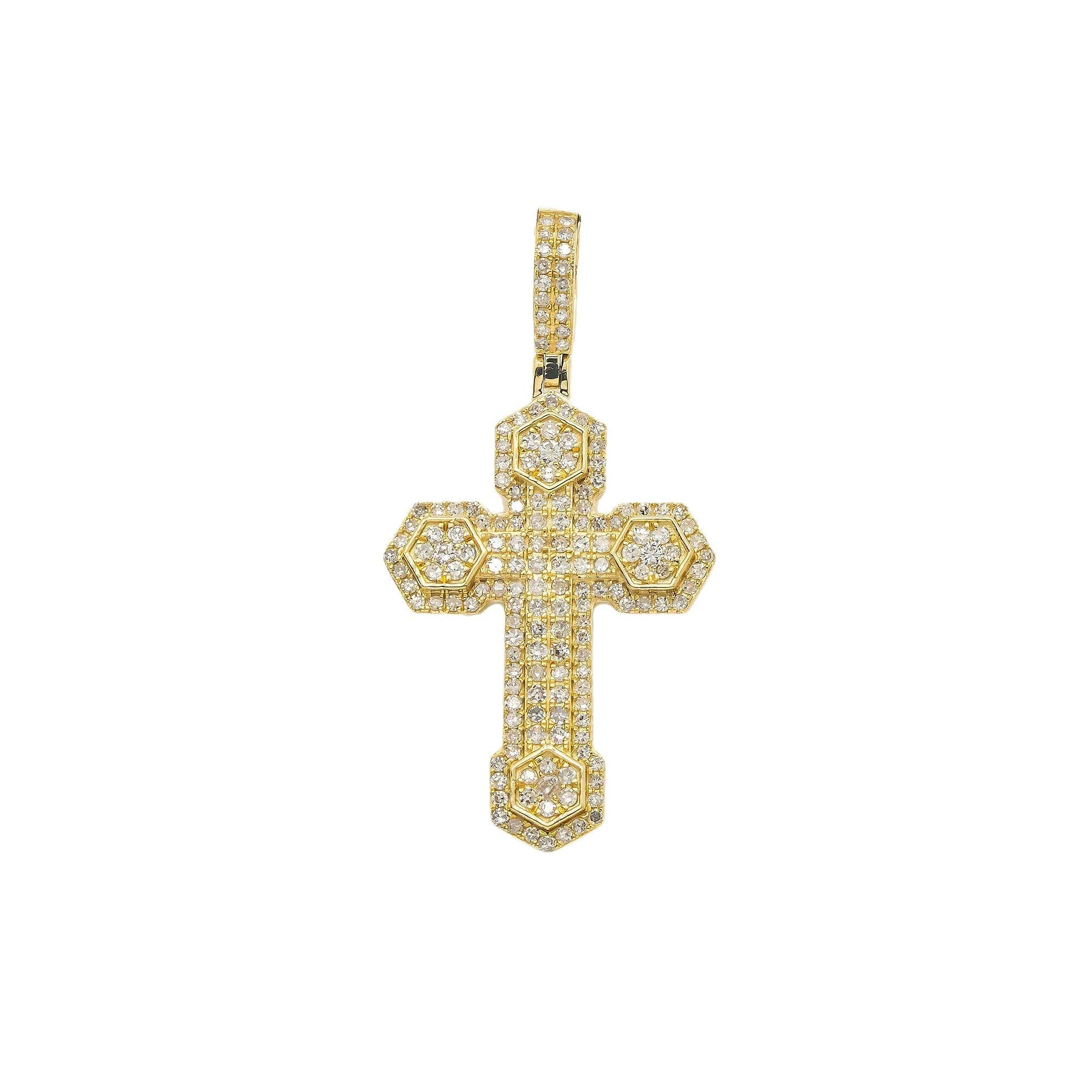 14K GOLD DIAMOND CROSS PENDANT 0.93 CT