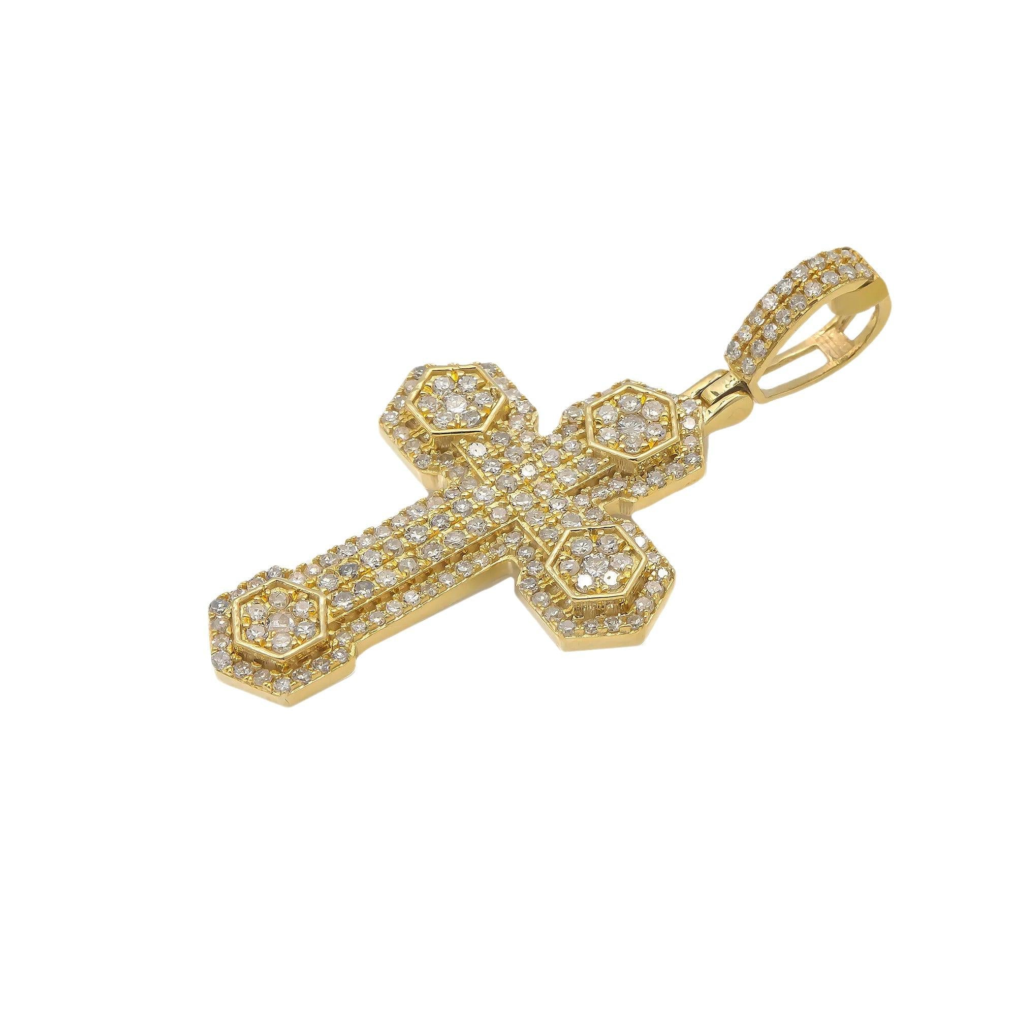 14K GOLD DIAMOND CROSS PENDANT 0.93 CT