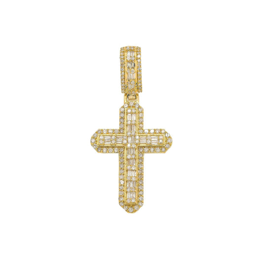 14K GOLD DIAMOND CROSS PENDANT 1.01 CT