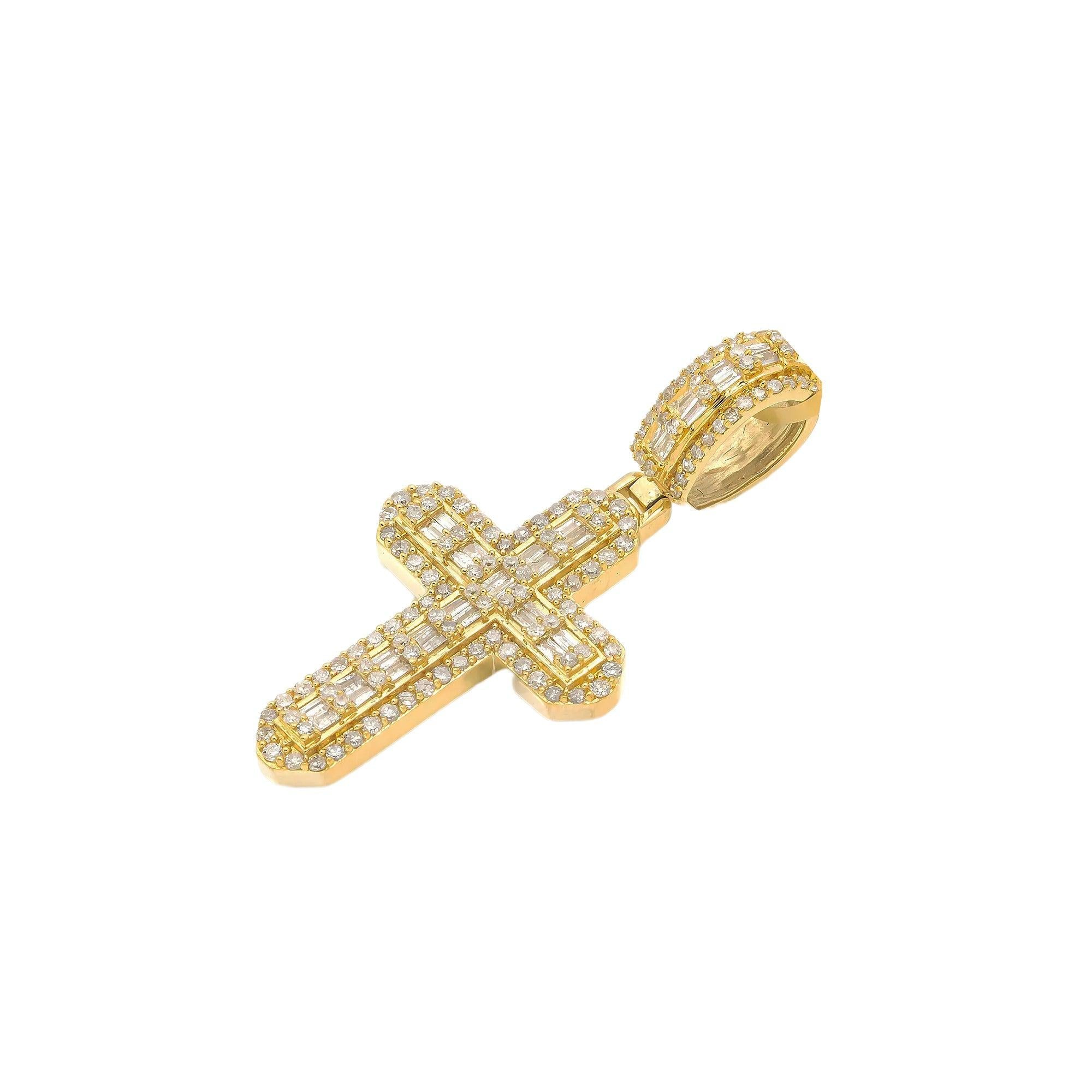 14K GOLD DIAMOND CROSS PENDANT 1.01 CT