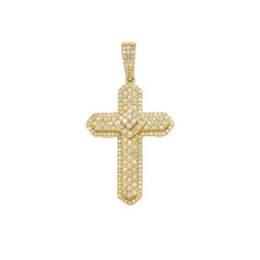 14K GOLD 3D DIAMOND CROSS PENDANT 0.97 CT