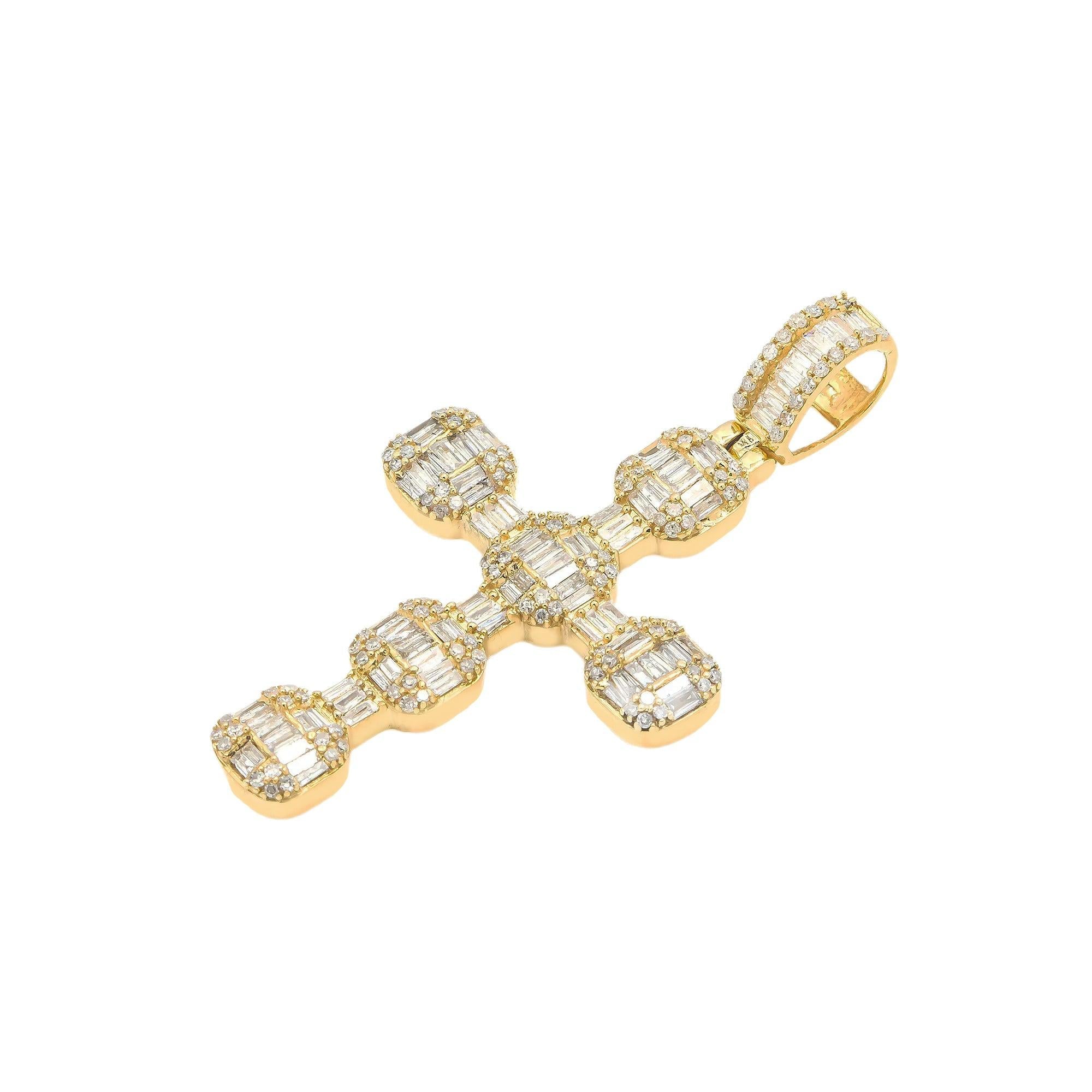 14K GOLD DIAMOND CROSS PENDANT 1.14 CT