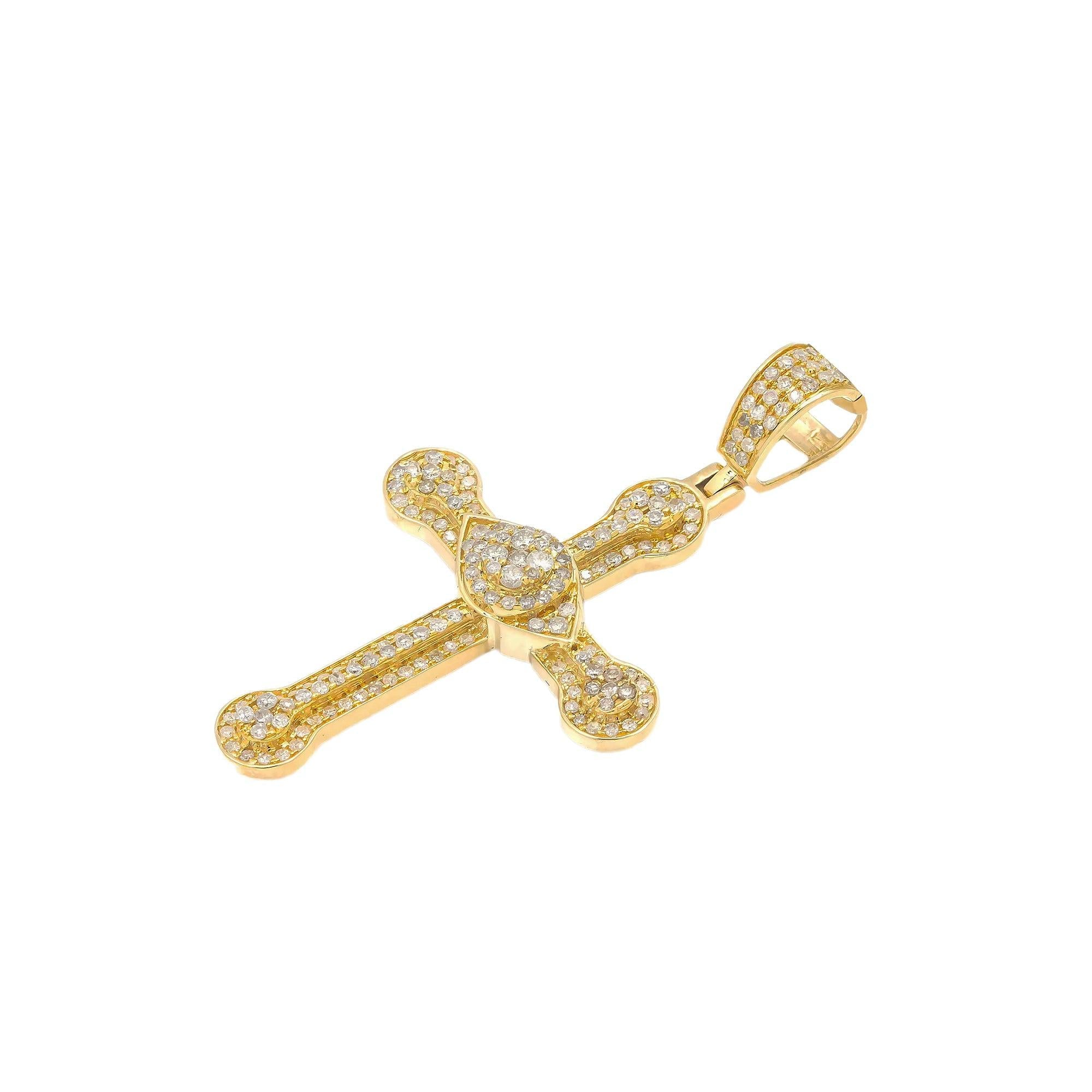 14K GOLD DIAMOND CROSS PENDANT 0.89 CT