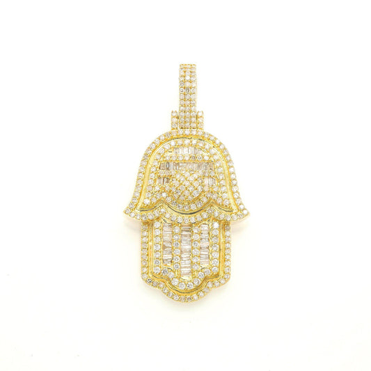 14K GOLD DIAMOND HAMSA PENDANT 1.45 CT
