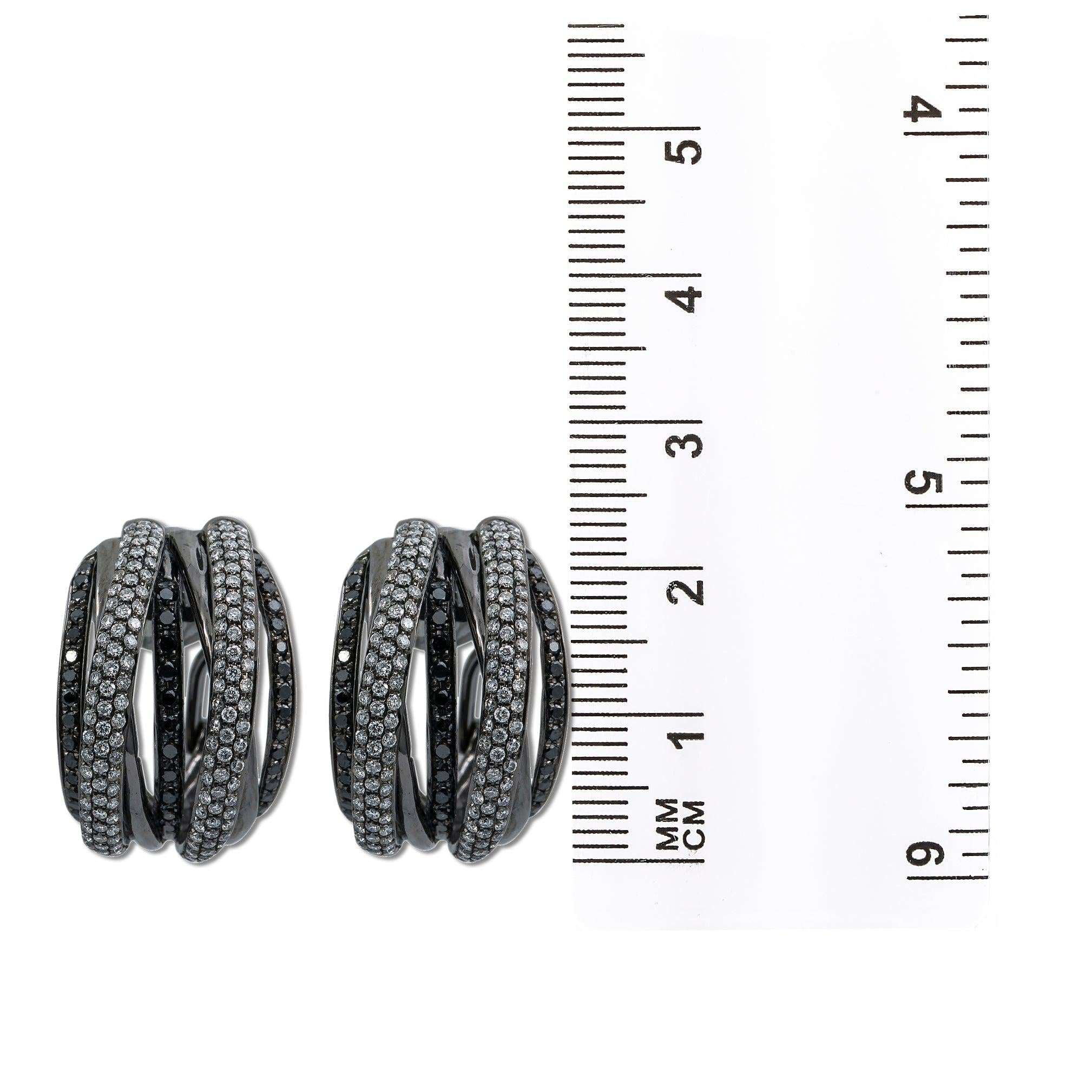 18K Black Gold Ladies Earrings  Diamonds