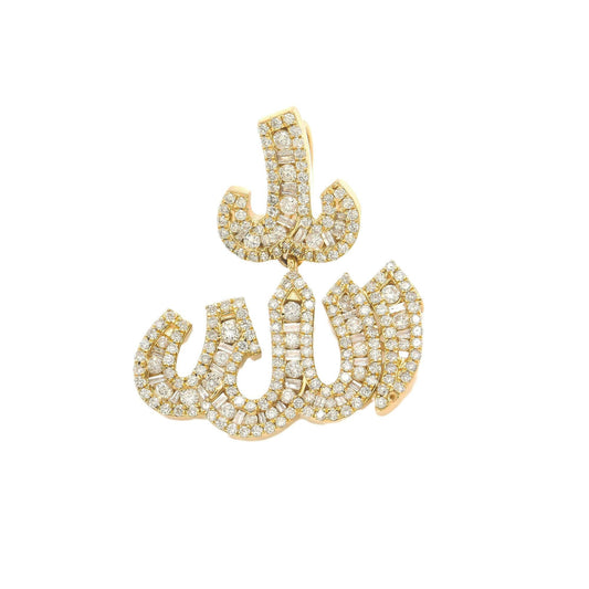 14K GOLD DIAMOND ALLAH PENDANT 2.53 CT