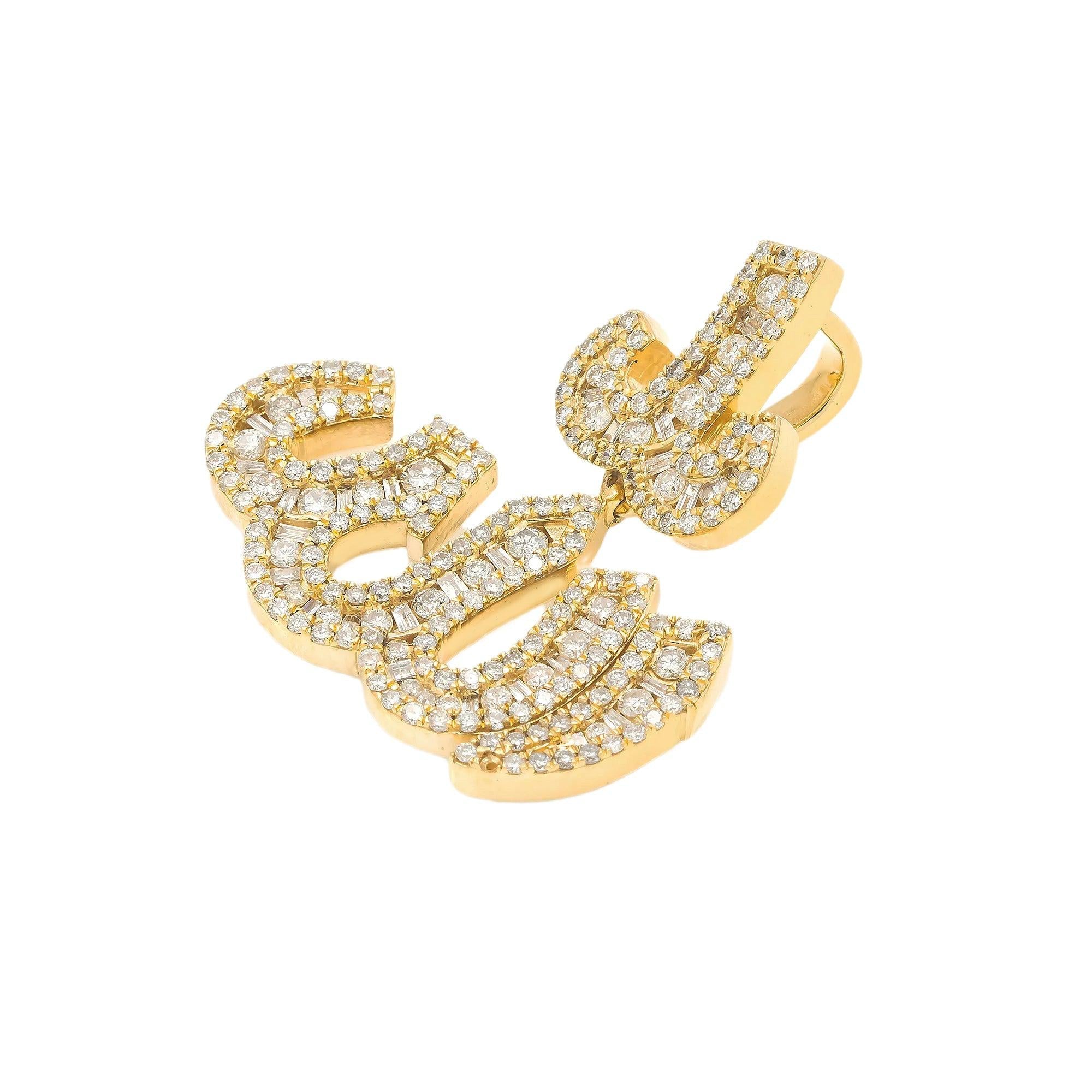 14K GOLD DIAMOND ALLAH PENDANT 2.53 CT