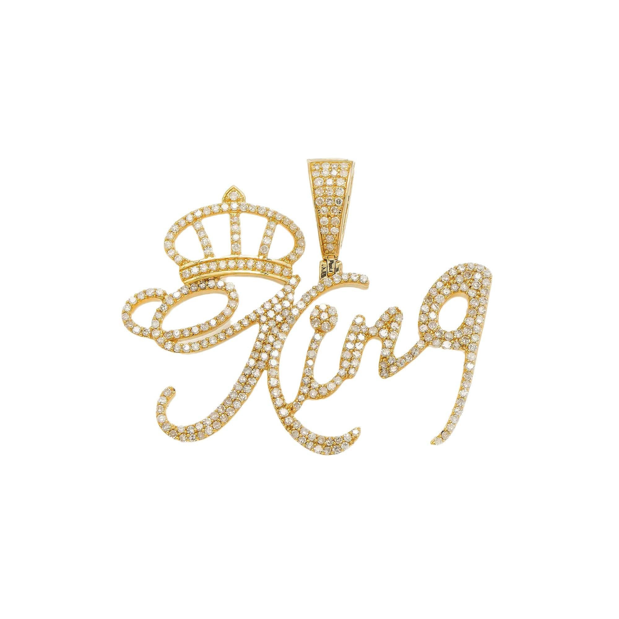 14K GOLD DIAMOND KING WITH CROWN PENDANT 1.34 CT