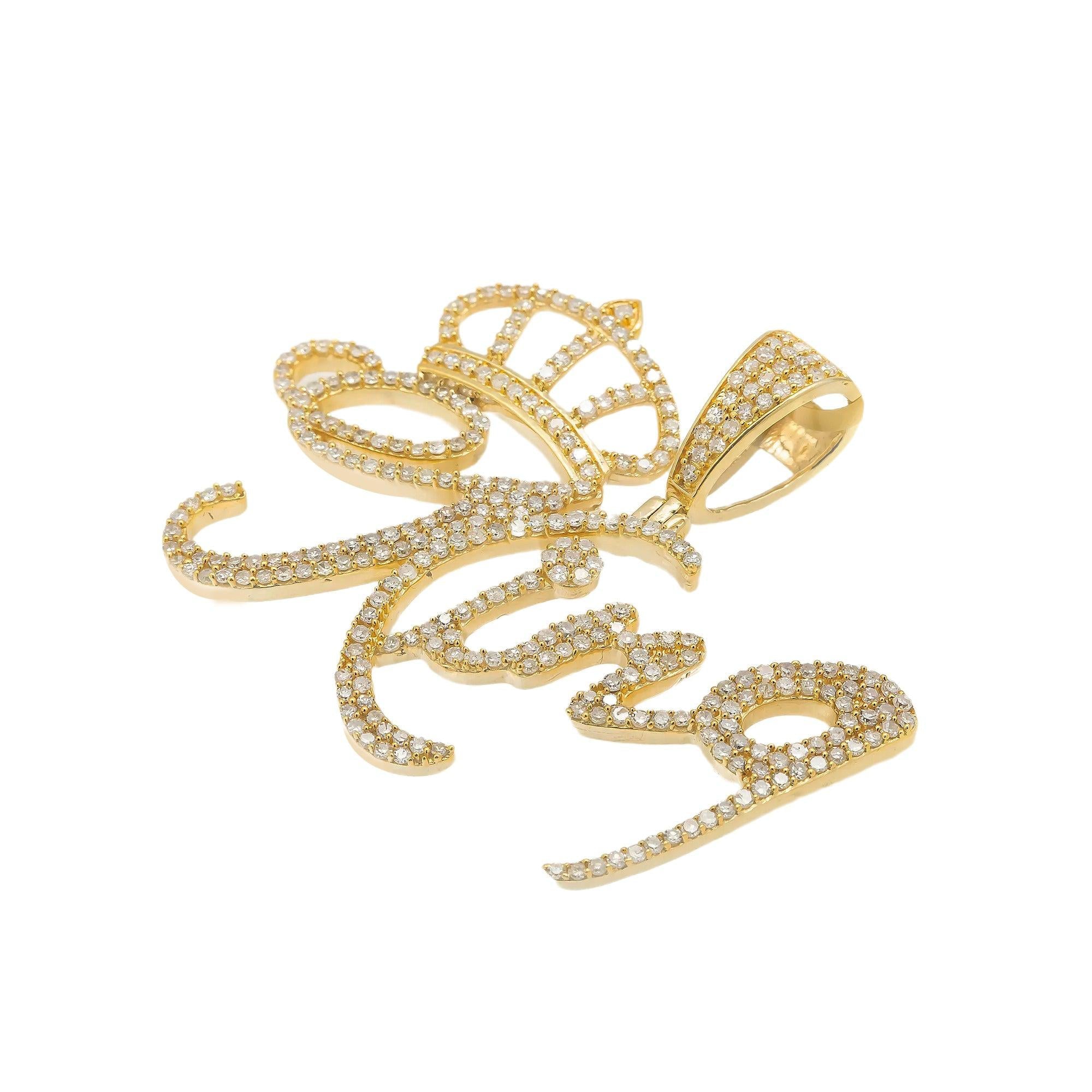 14K GOLD DIAMOND KING WITH CROWN PENDANT 1.34 CT