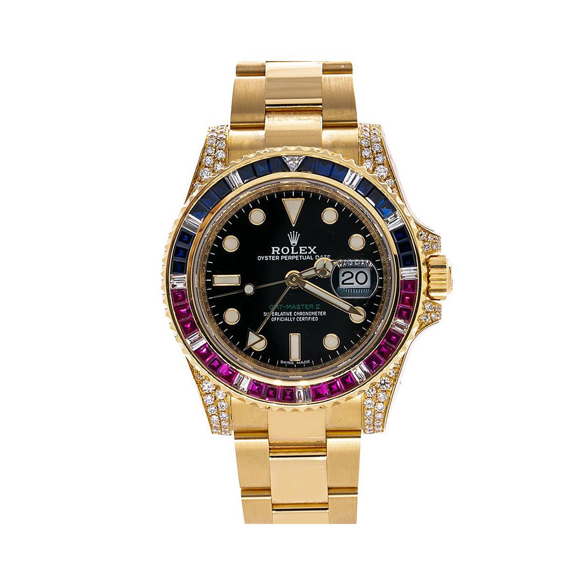 Rolex GMT-Master II 116718 40MM Black Dial With Multicolor Sapphire Diamond Bezel And Lugs