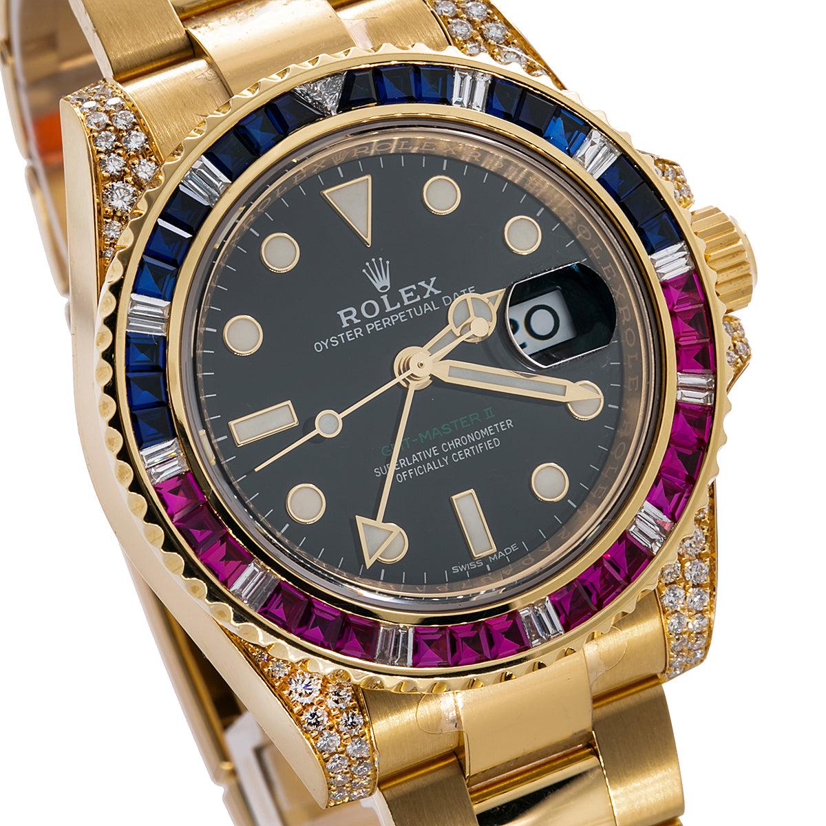 Rolex GMT-Master II 116718 40MM Black Dial With Multicolor Sapphire Diamond Bezel And Lugs