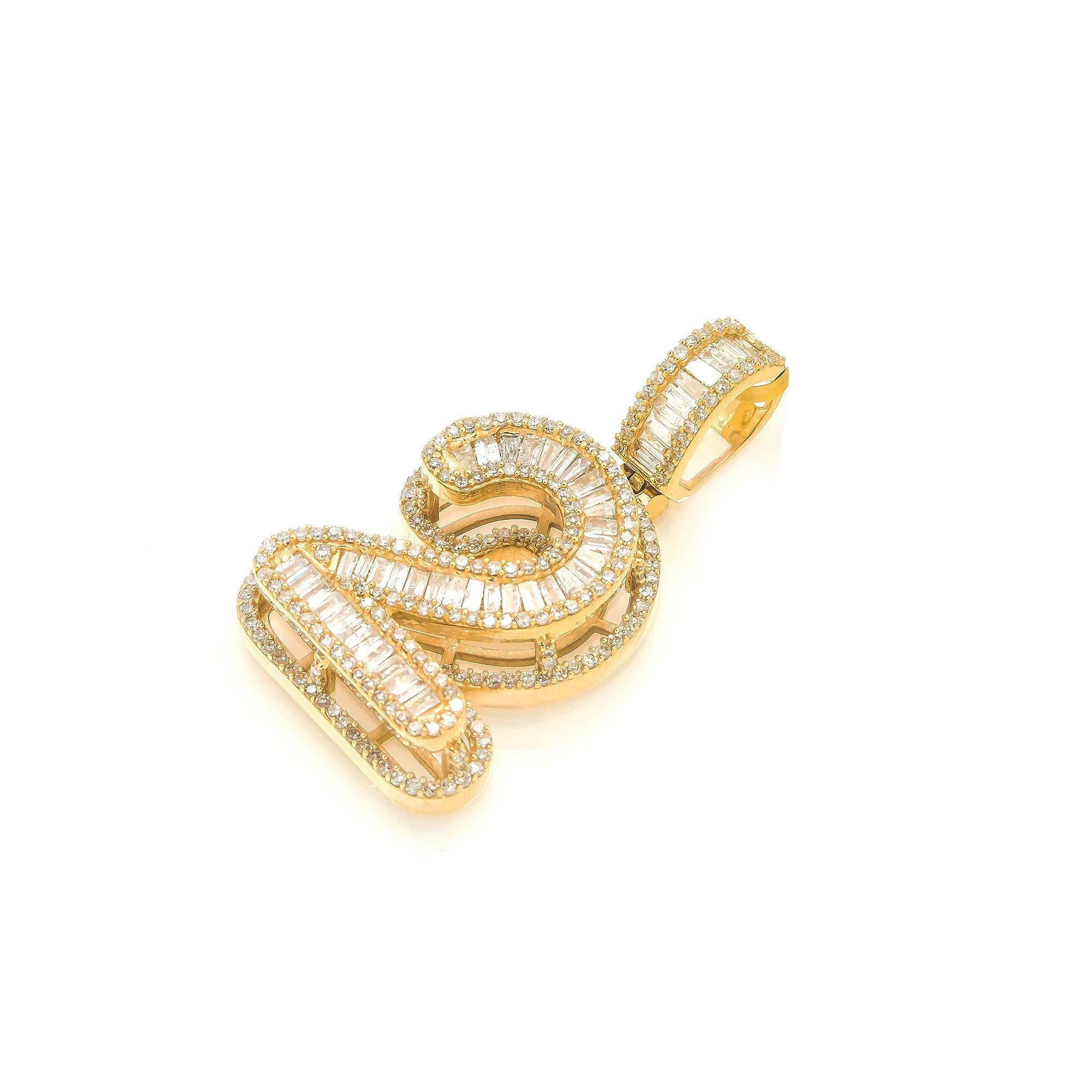 14K GOLD DIAMOND NUMBER 2 PENDANT 1.28 CT