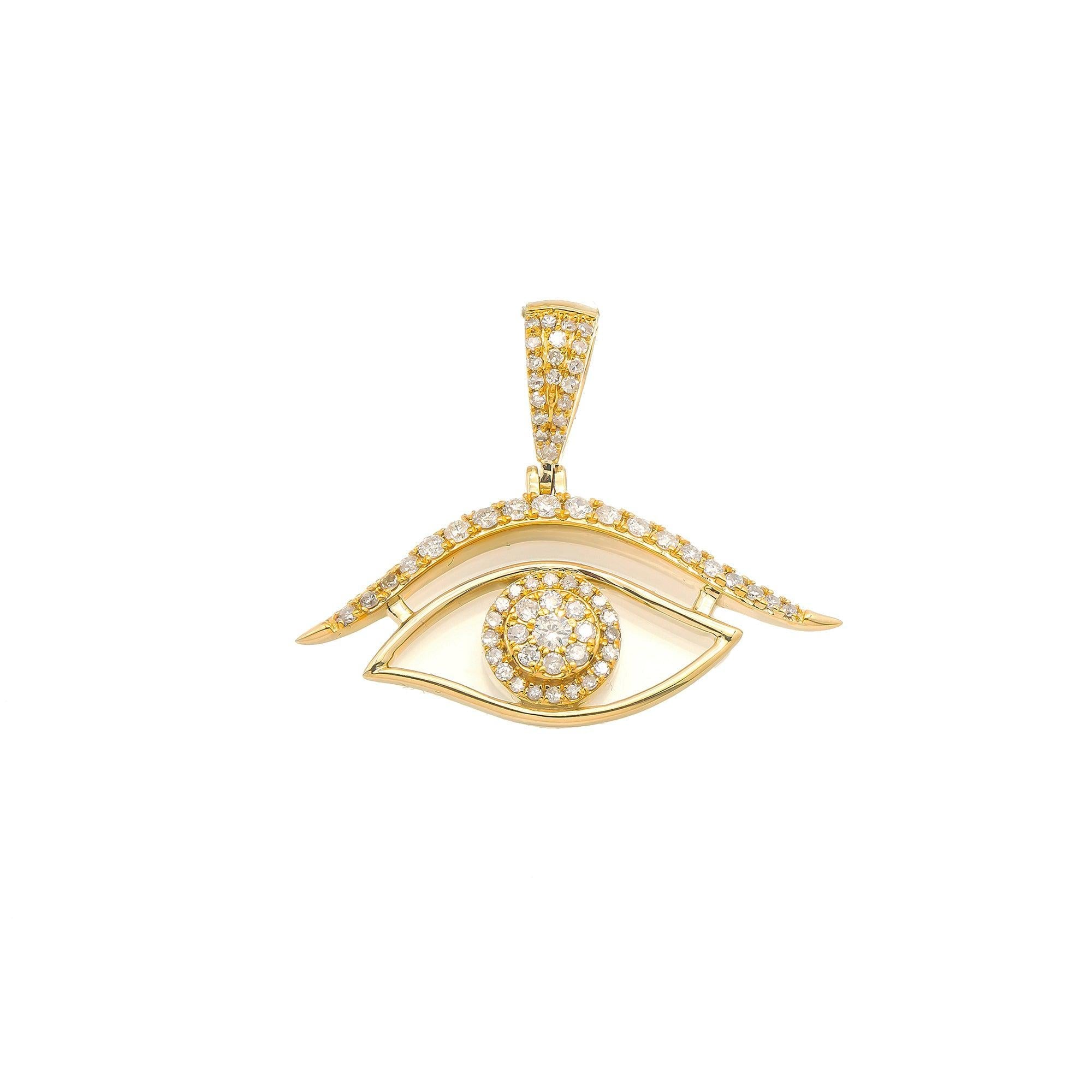 14K GOLD DIAMOND EYE PENDANT 0.52 CT