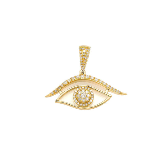 14K GOLD DIAMOND EYE PENDANT 0.52 CT