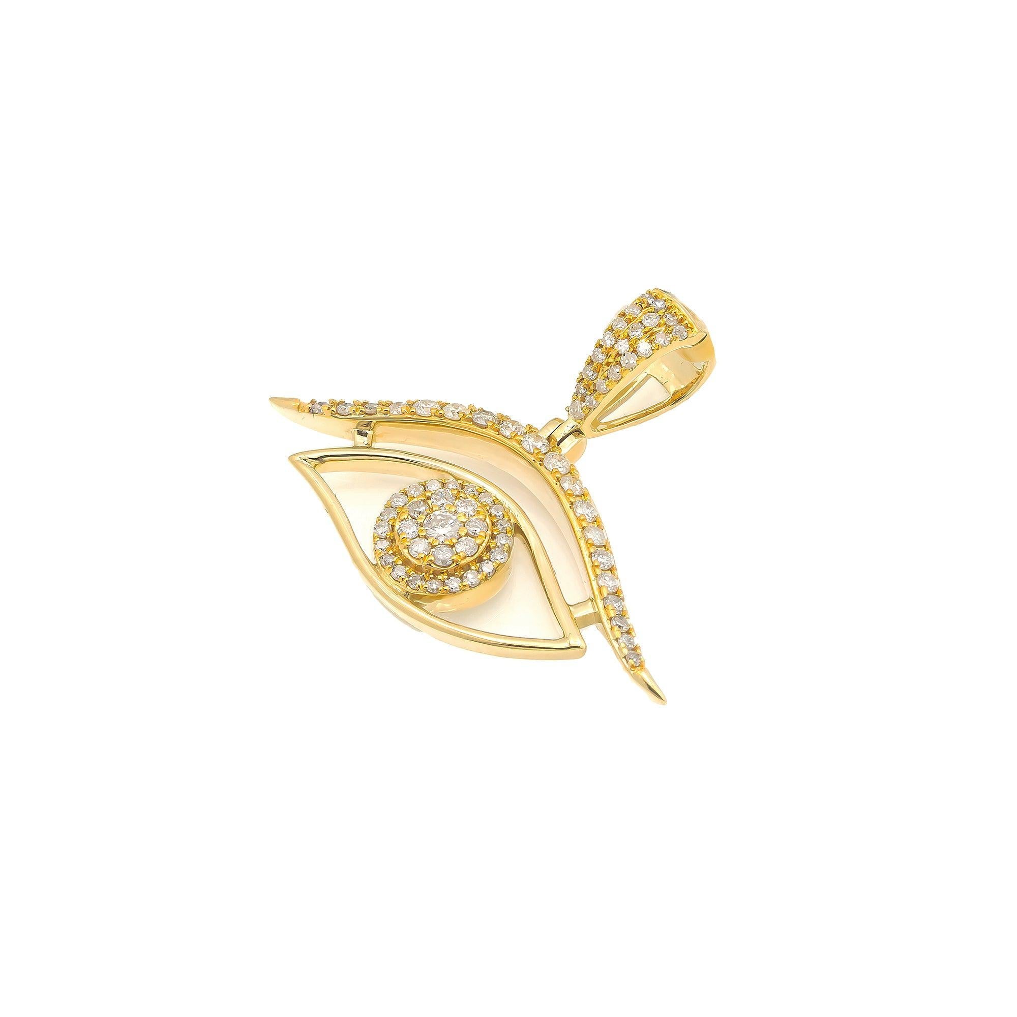 14K GOLD DIAMOND EYE PENDANT 0.52 CT