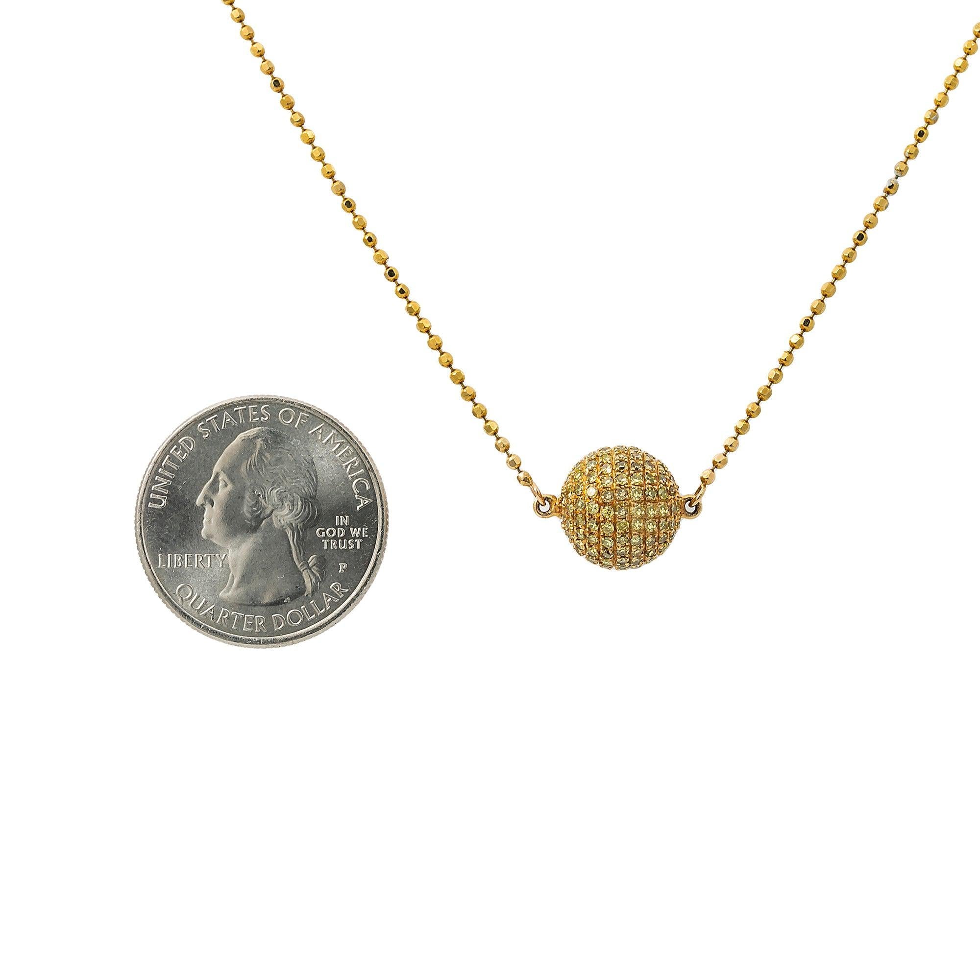 18K Yellow Gold Fireball Women's Necklace With 0.18 CT Diamonds