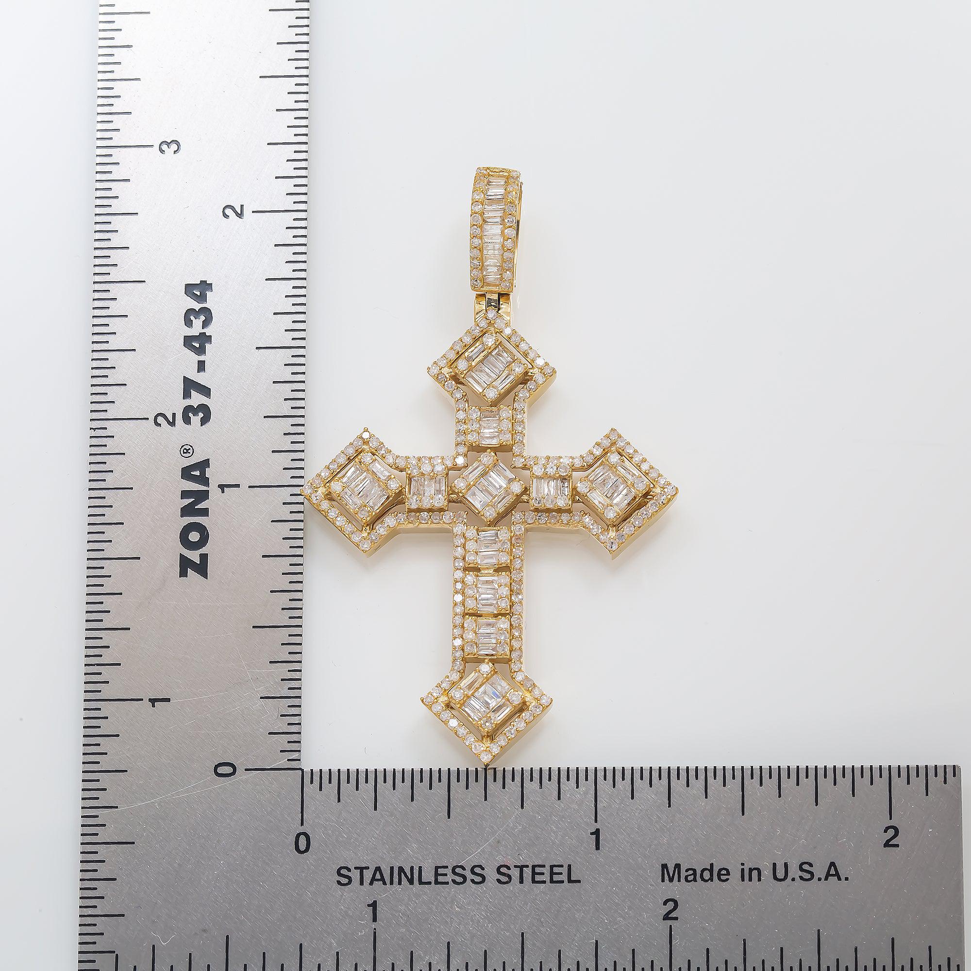 14K GOLD DIAMOND CROSS PENDANT 1.65 CT