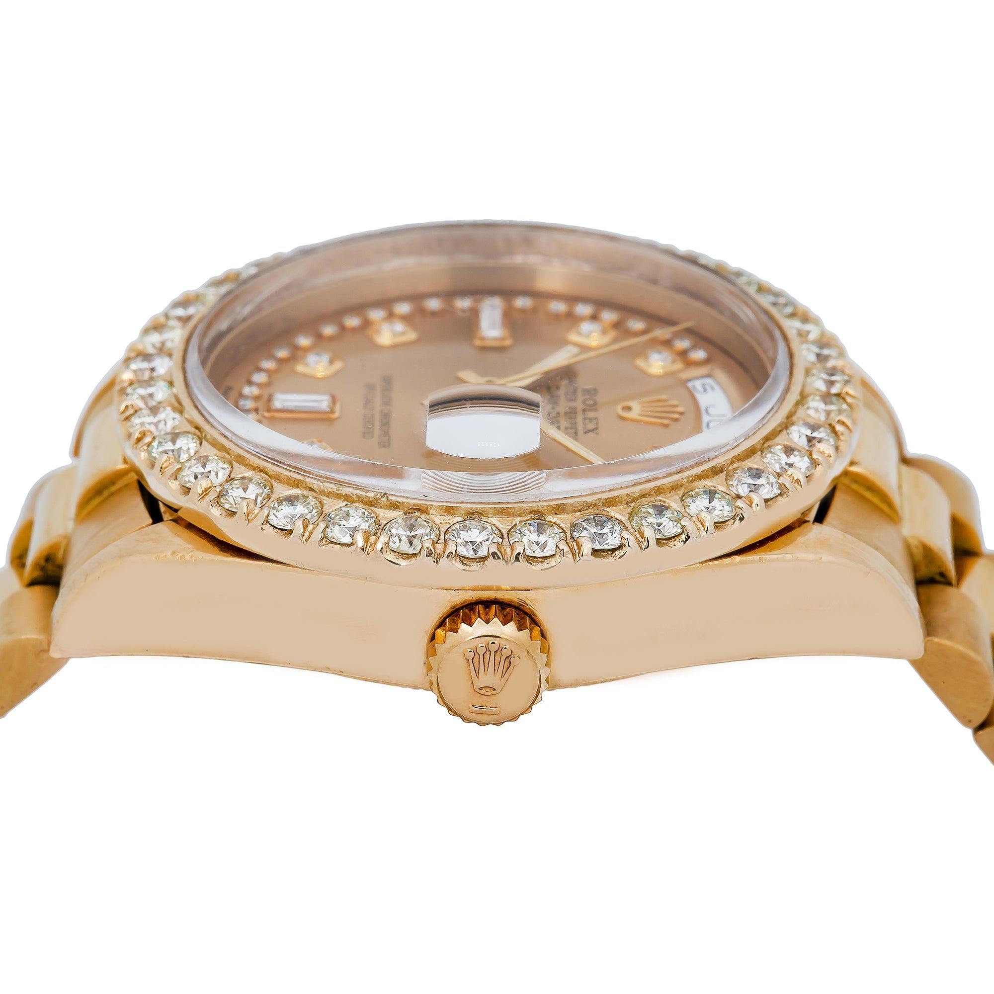 Rolex Day-Date 18038 36MM Champagne Diamond Dial With 2.75 CT Diamonds