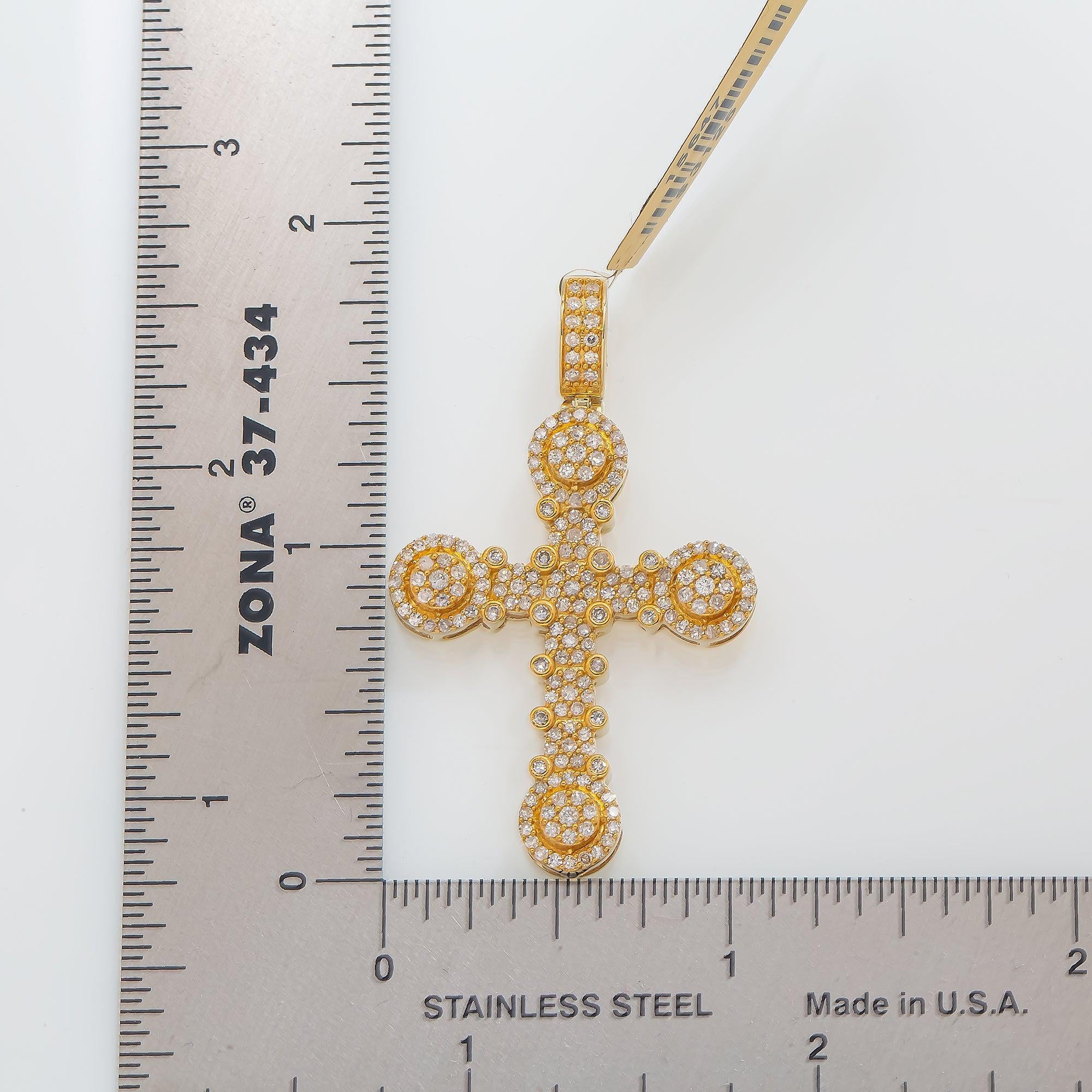 14K GOLD DIAMOND CROSS PENDANT 1.15 CT