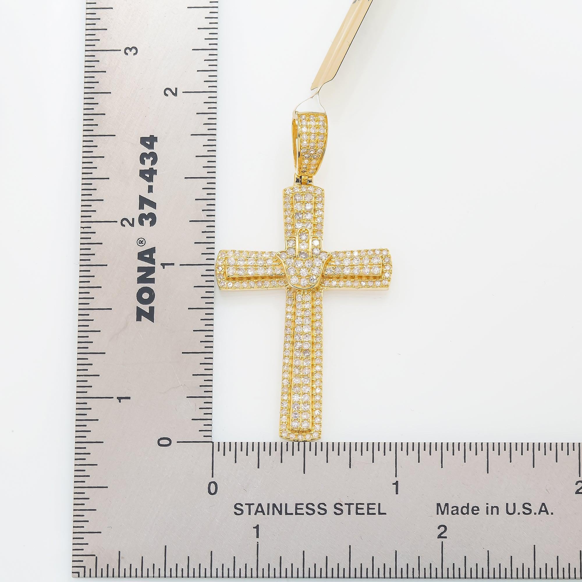 14K GOLD DIAMOND CROSS PENDANT 0.95 CT