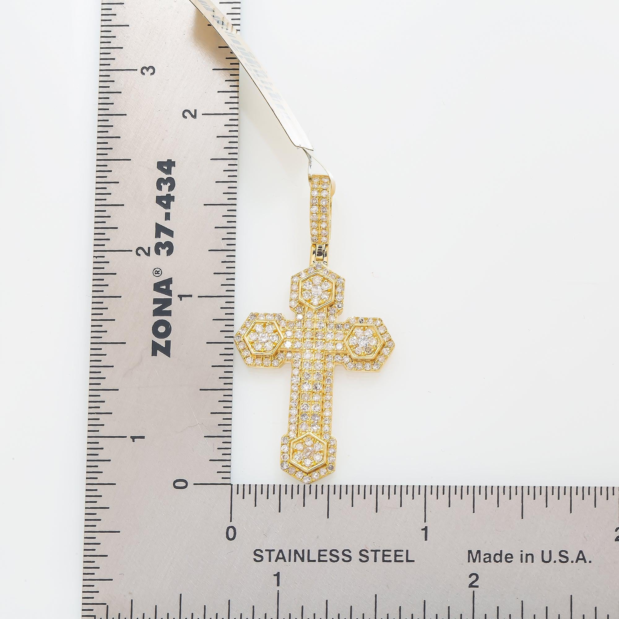 14K GOLD DIAMOND CROSS PENDANT 0.93 CT