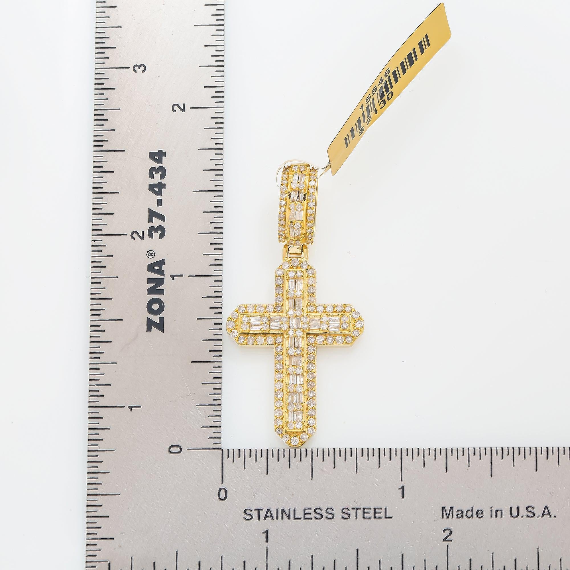 14K GOLD DIAMOND CROSS PENDANT 1.01 CT