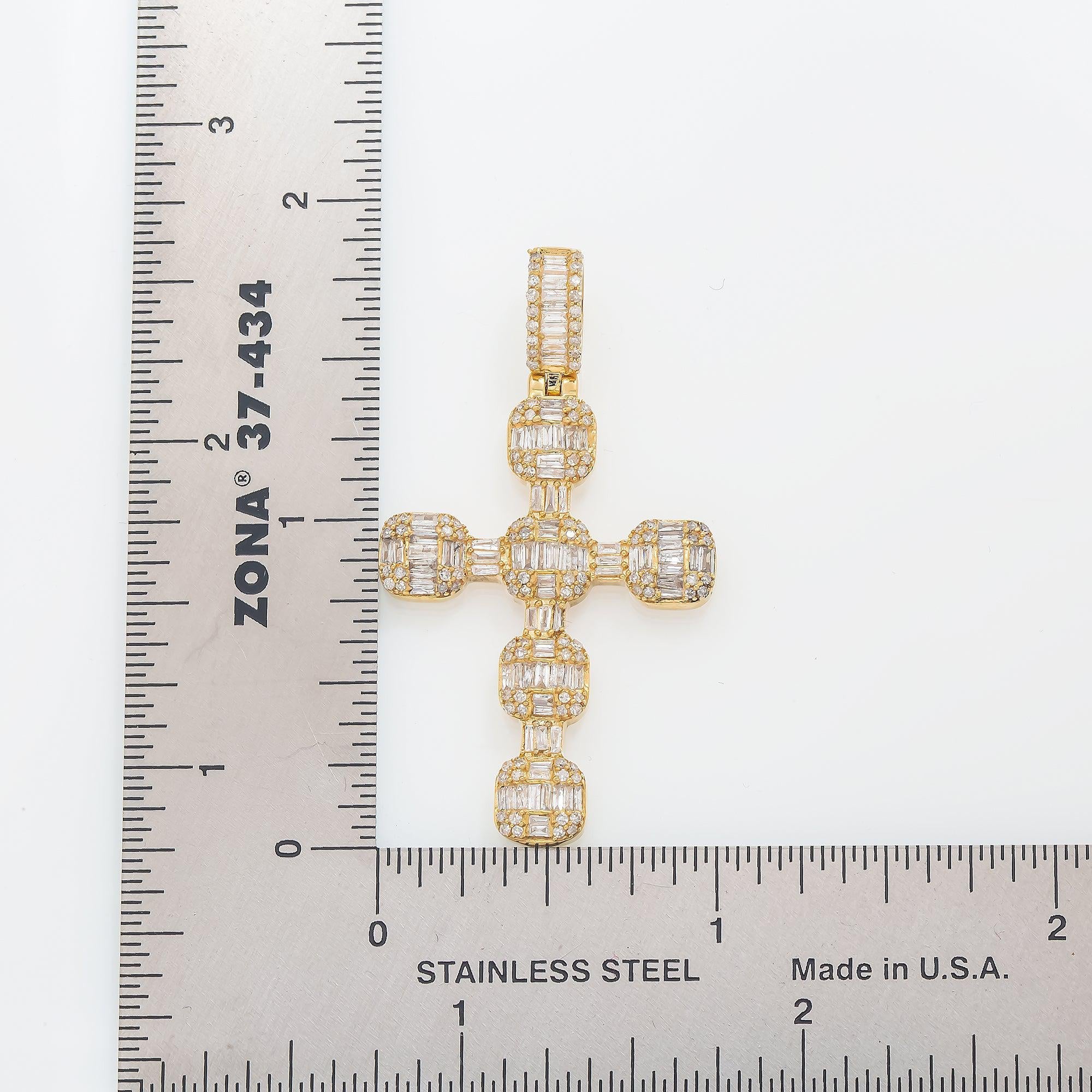 14K GOLD DIAMOND CROSS PENDANT 1.14 CT