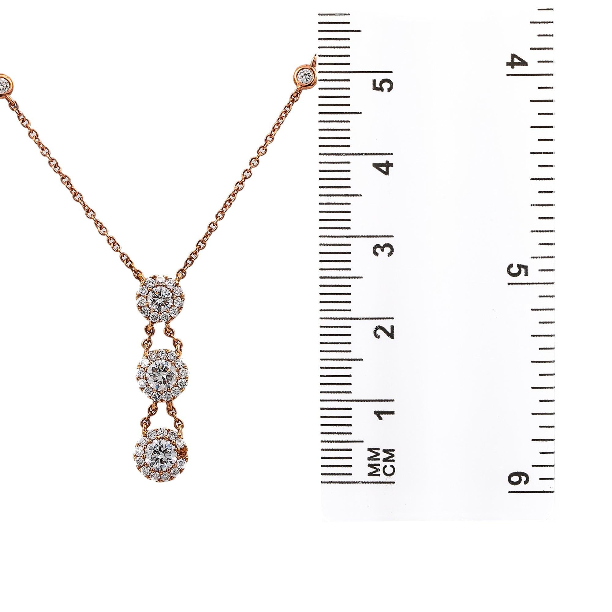18K Rose Gold Women's Necklace With 1.10 CT Diamonds