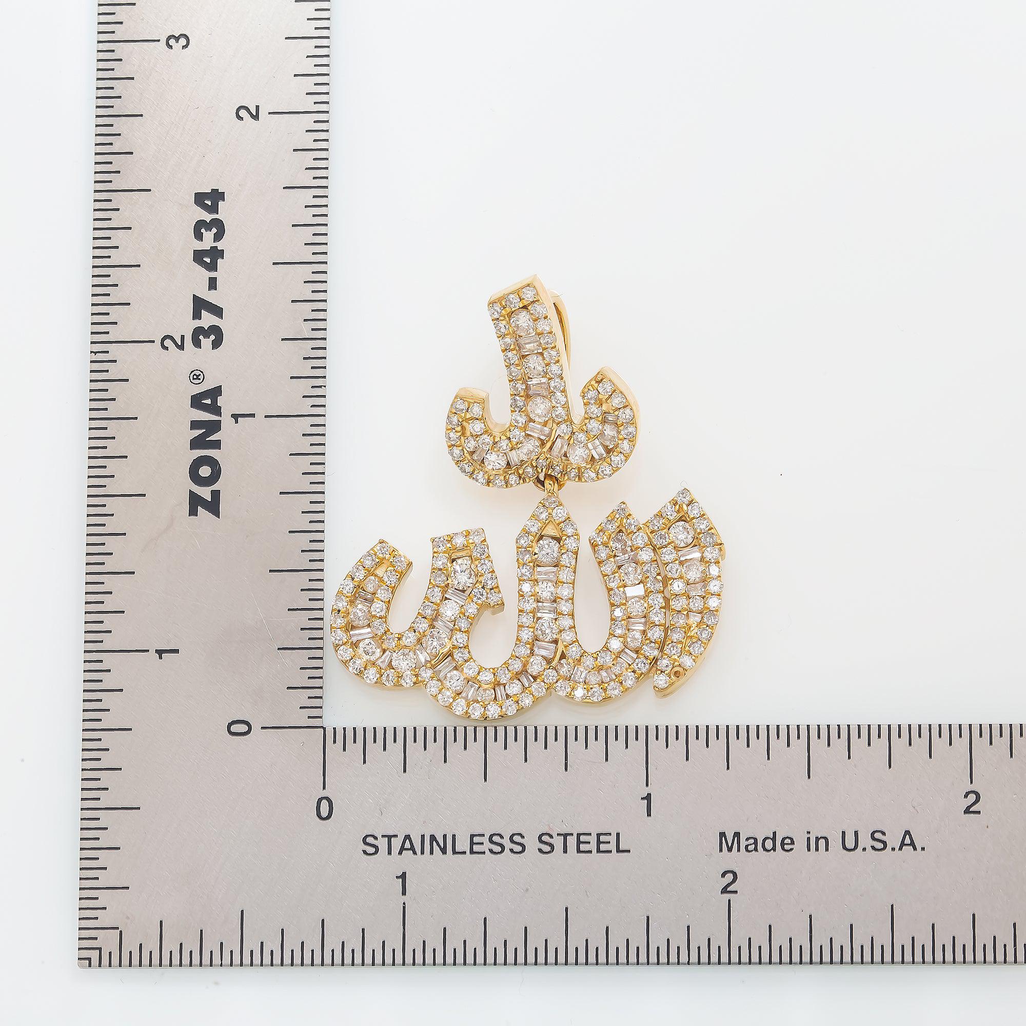 14K GOLD DIAMOND ALLAH PENDANT 2.53 CT