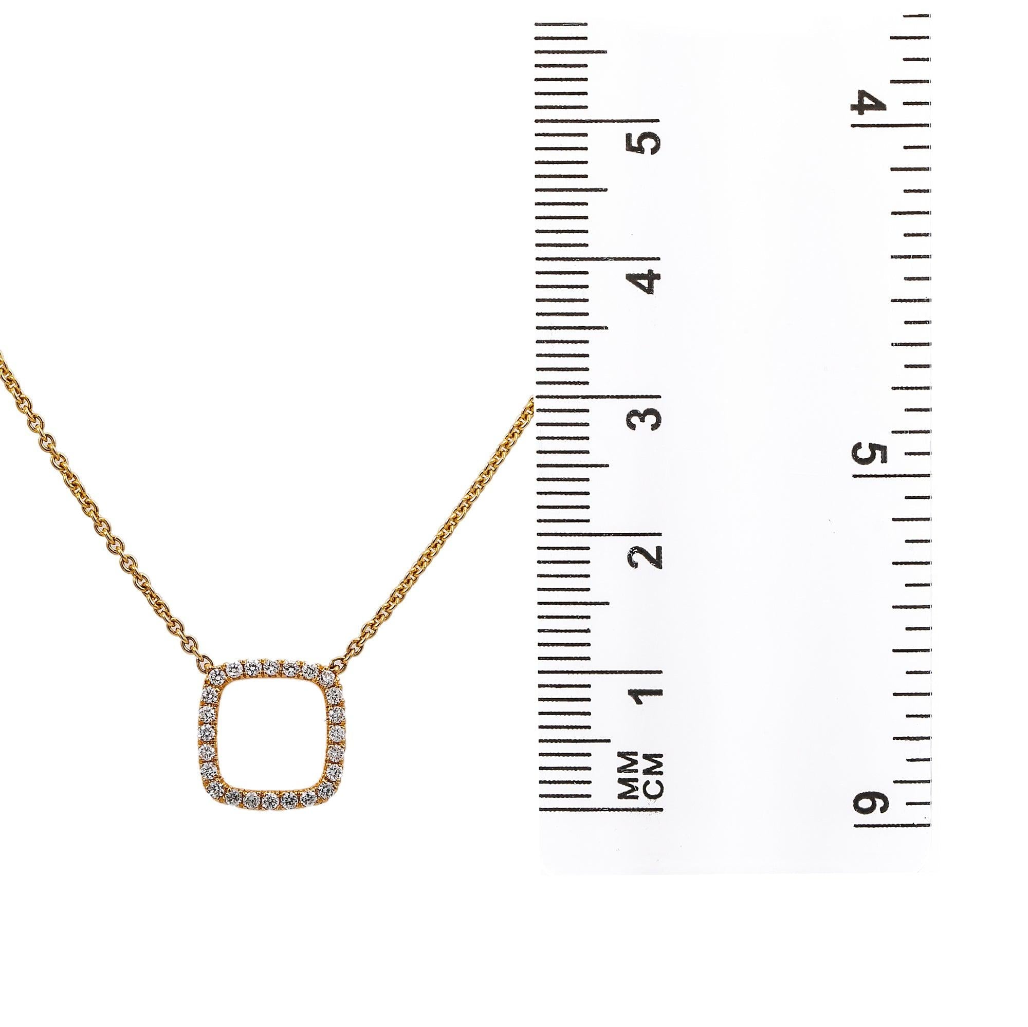 18K Yellow Gold Square-Shaped Floating Women's Necklace With 0.19 CT Diamonds