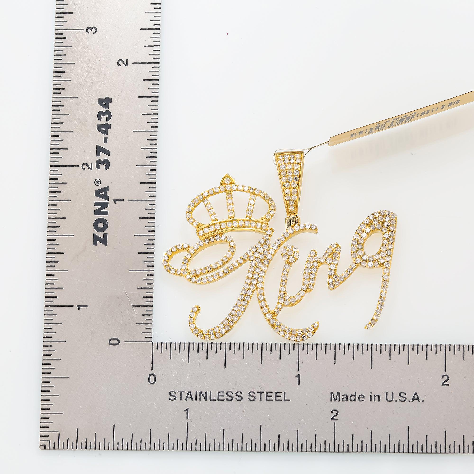 14K GOLD DIAMOND KING WITH CROWN PENDANT 1.34 CT