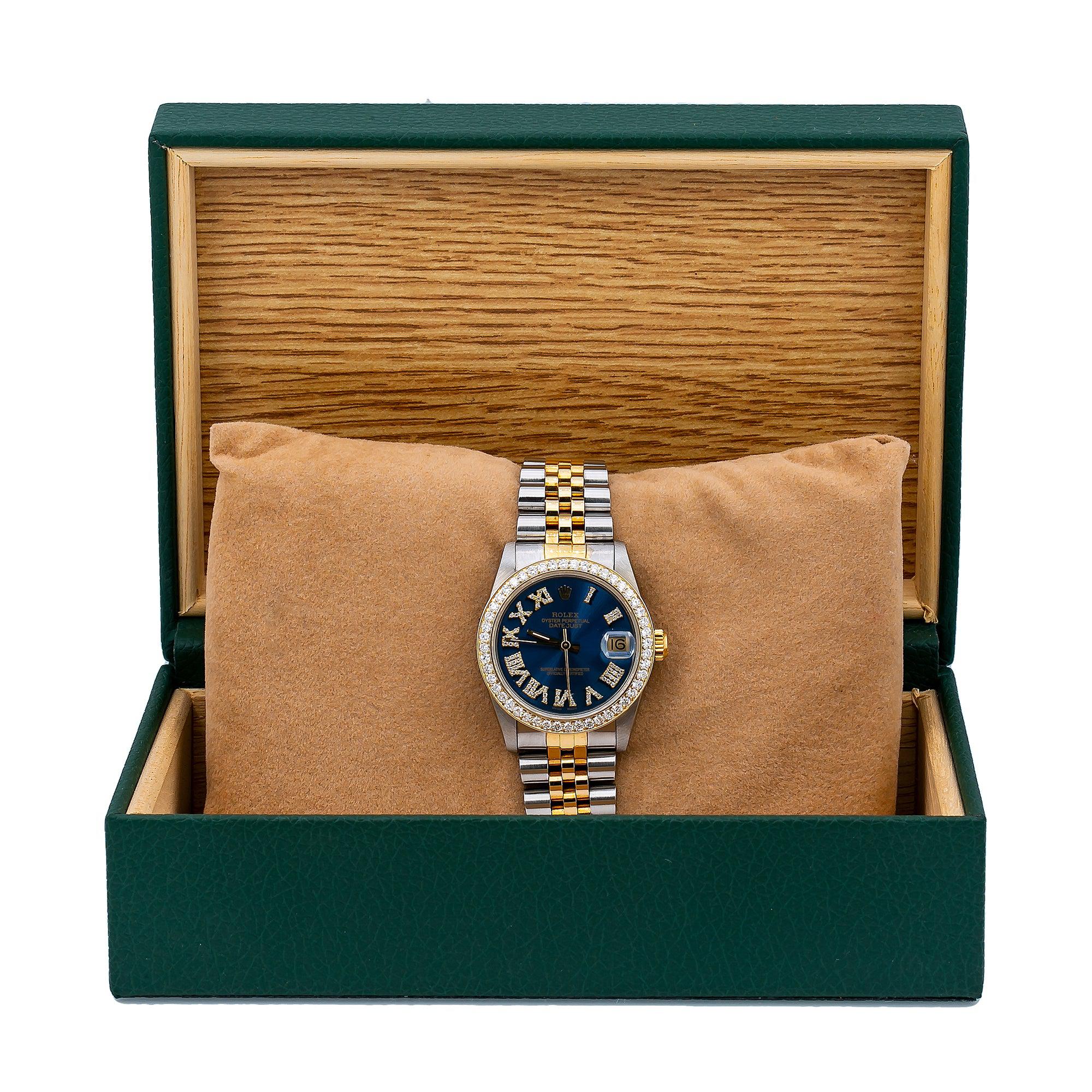 Rolex Lady-Datejust 68273 31MM Blue Diamond Dial With Two Tone Jubilee Bracelet