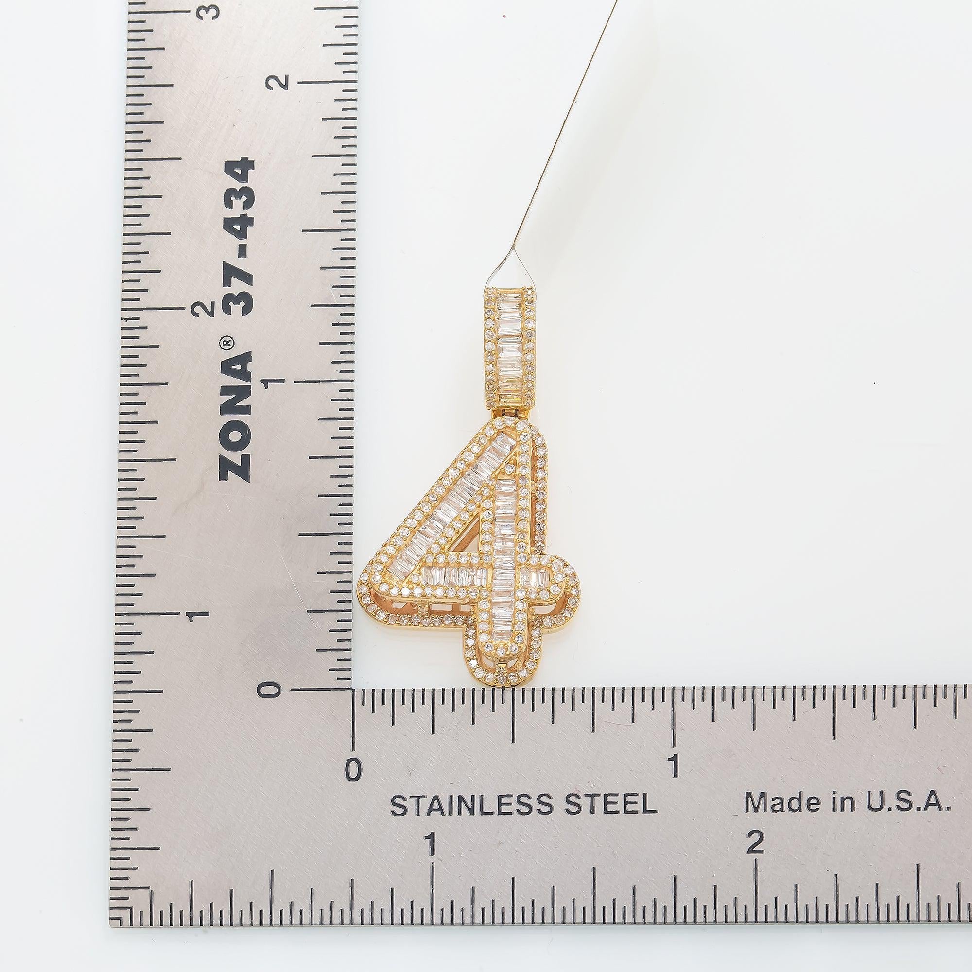 14K GOLD DIAMOND NUMBER 4 PENDANT 1.14 CT